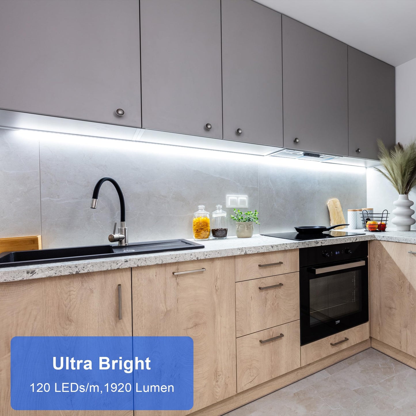maylit Under Cabinet LED Light Bar, 48in, Cool White, 6000K, Wired Lighting for Kitchen, Counter, Desk, Closet, Indoor