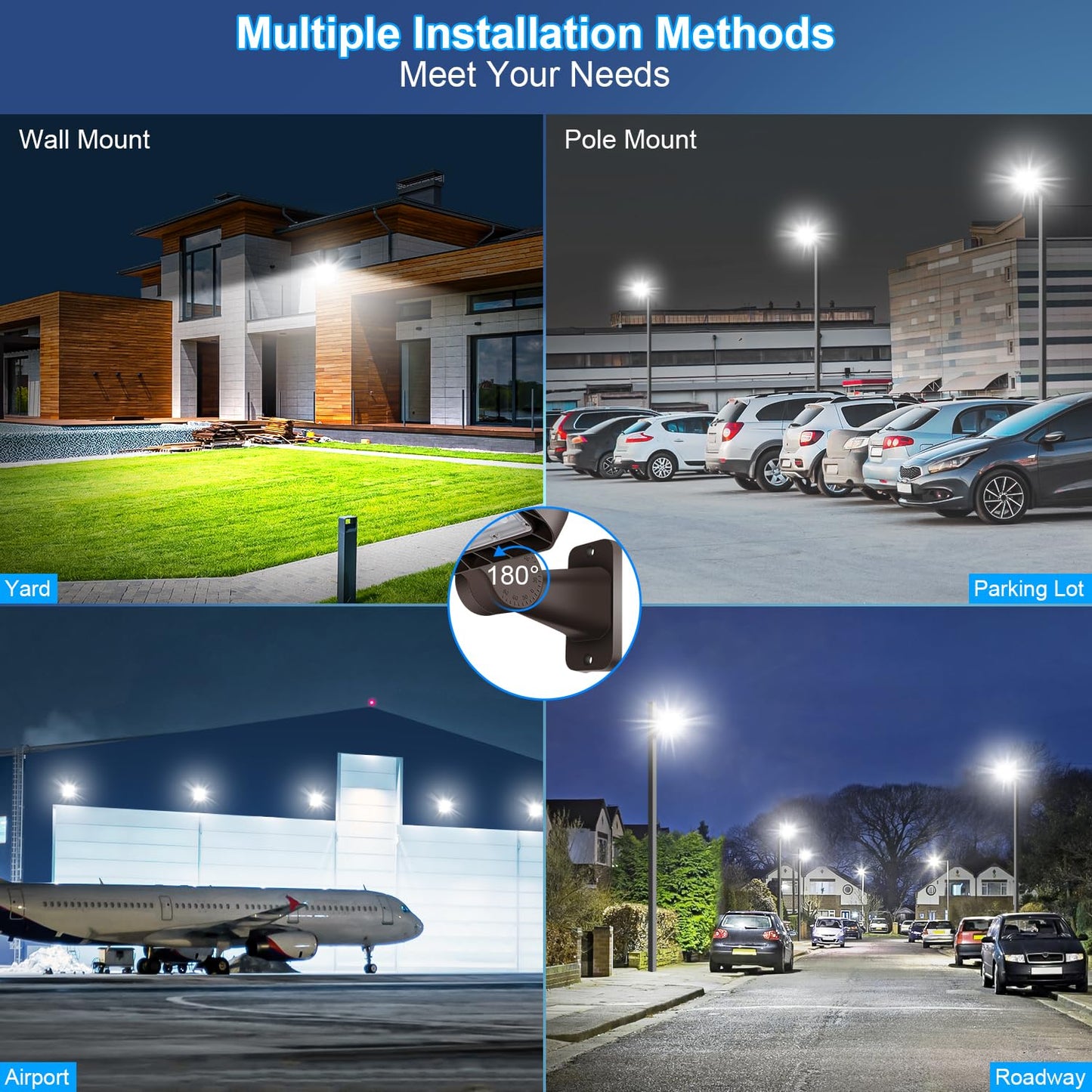 Ledmo 480W Led Parking Lot Light 5000K 72000Lm Super Bright Dusk To Dawn Outdoor Commercial Street Light Ip65 Exterior Security Large Area Flood Lighting With 180Adjustable Bracket