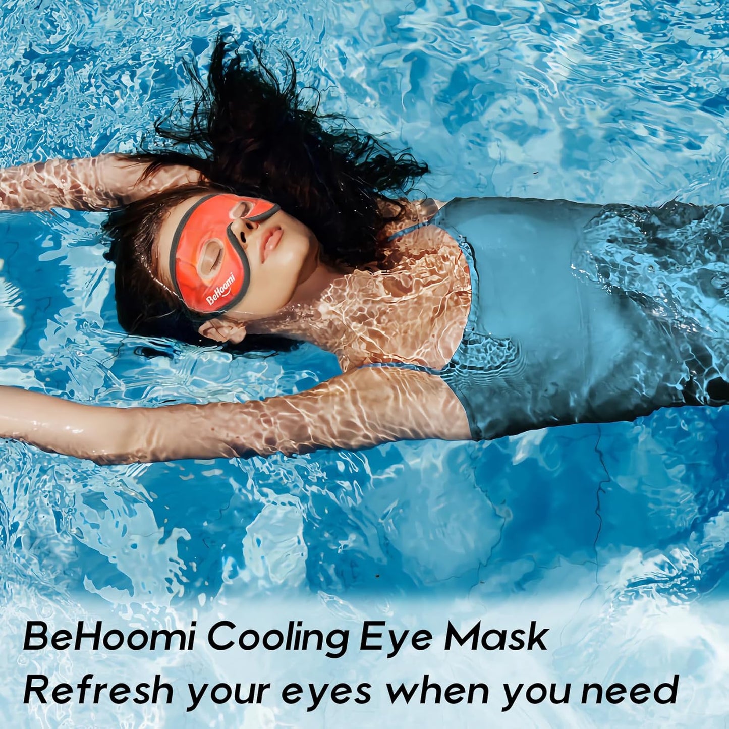 Cooling Eye Mask, Gel Eye Mask with Holes, Reusable Ice Mask, Cool Eye Ice Pack, Comfort Snug Fit, No Freeze, Cold Eye Compress for Home, Office, Relaxation, Morning Refreshment, Orange