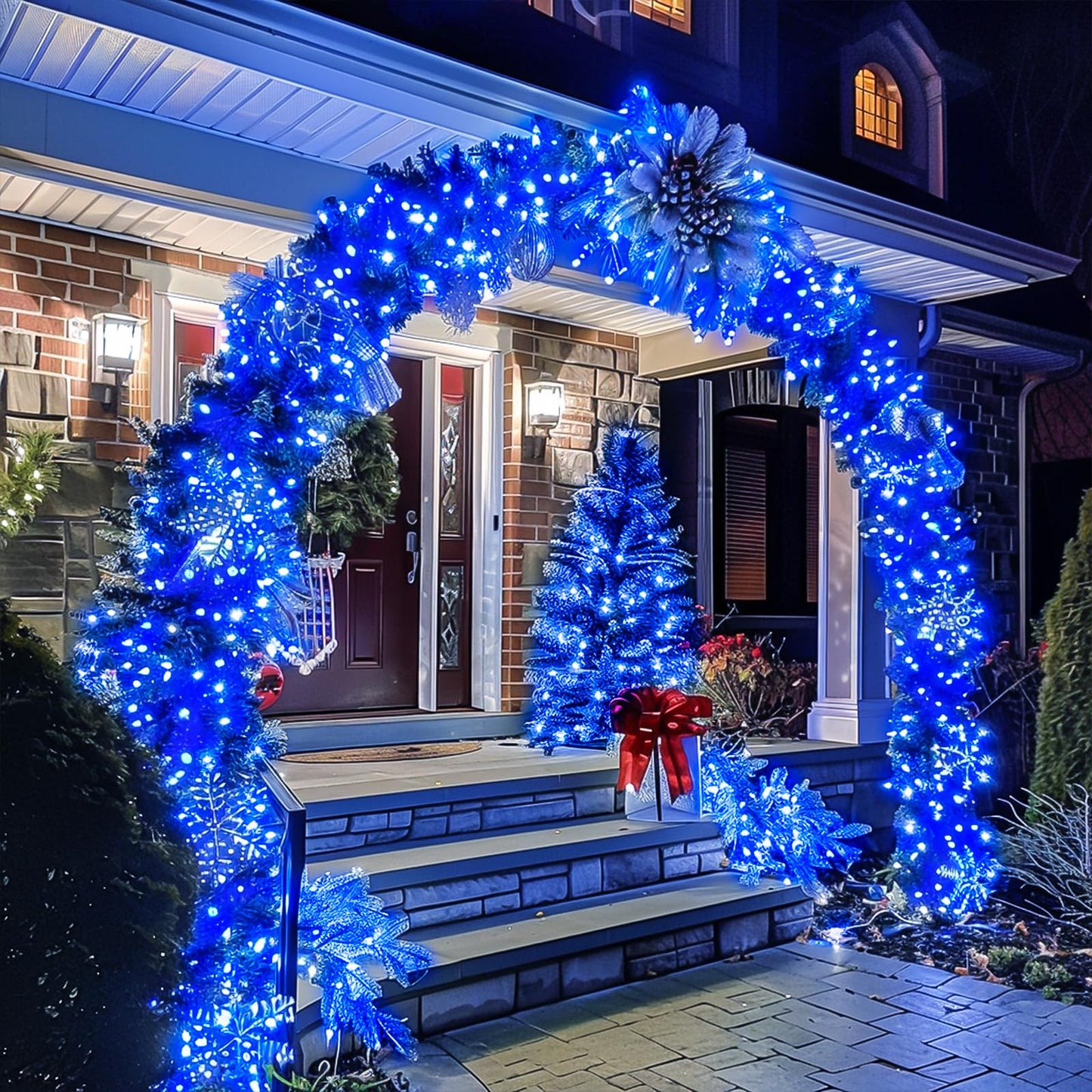 JMEXSUSS 150 LED Blue String Lights, Waterproof, 59 Ft, Connectable, 8 Modes for Indoor Outdoor Holiday Decorations