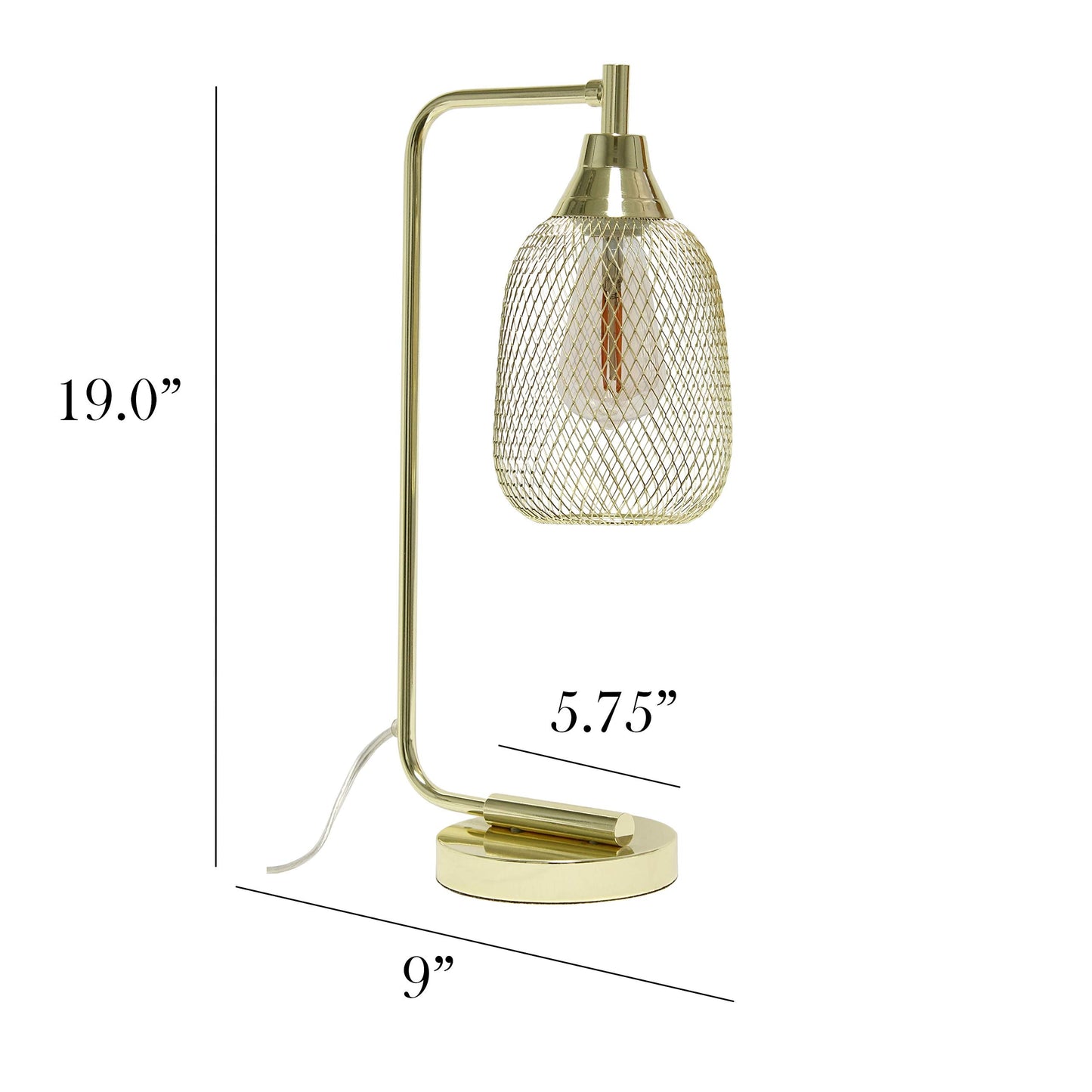 Simple Designs LD1060-GLD Gold Mesh Wire Table Desk Lamp, Iron Construction