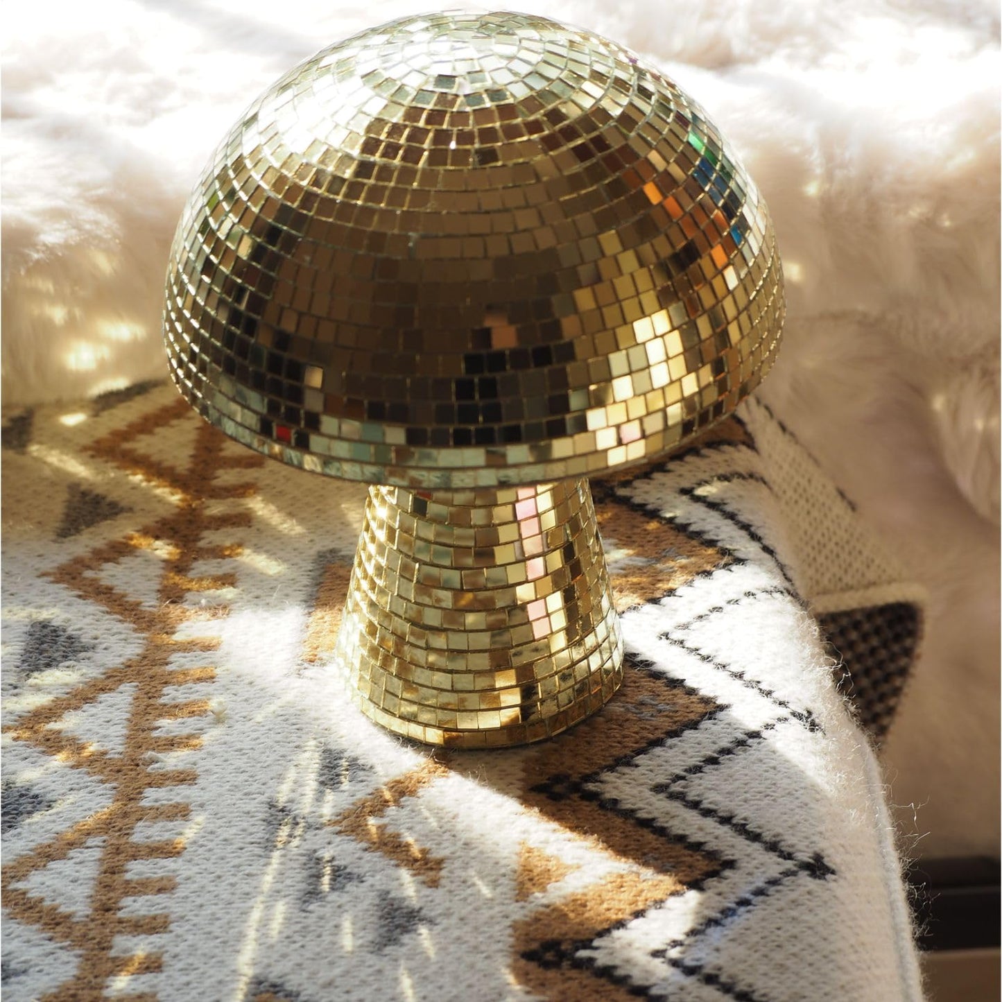 Yeehlmer Creative Mushroom Disco Ball For Party Table Decor Mirror Retro Handmade Disco Ball Mushroom Shape Home Art Decorations Bar Ornaments (Gold M(7))
