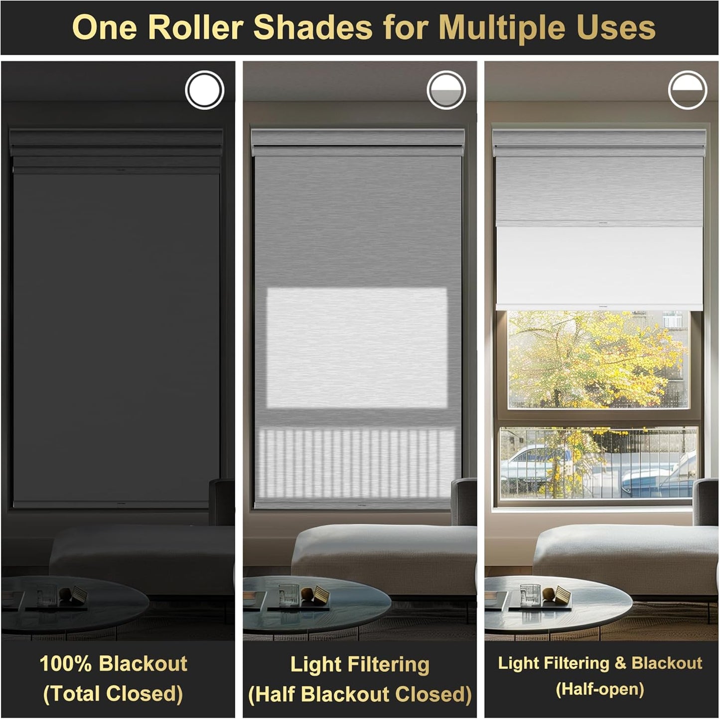 BERISSA Cordless Dual Roller Shades with Cassette Valance,Double Window Shades Blackout and Light Filtering Shades,Day and Night Roller Shades for Home Office Door.Striped Jacquard White.76 W x 86" H