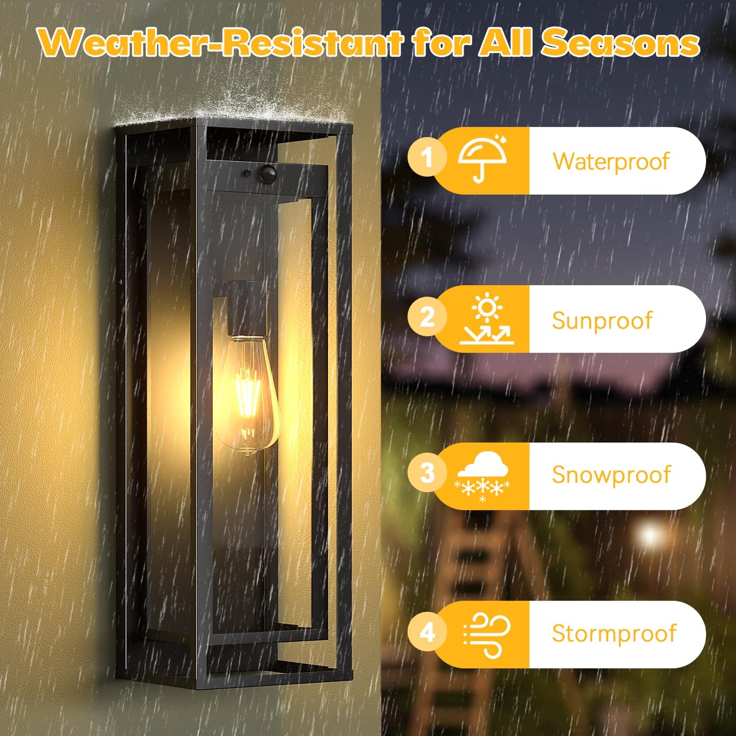 Siafavoi Large Motion Sensor Outdoor Lighting-20In Dusk To Dawn Modern Waterproof Sconce Wall Mounted E26 Black Porch Lights Exterior Lighting Fixture For Coach Doorway Patio