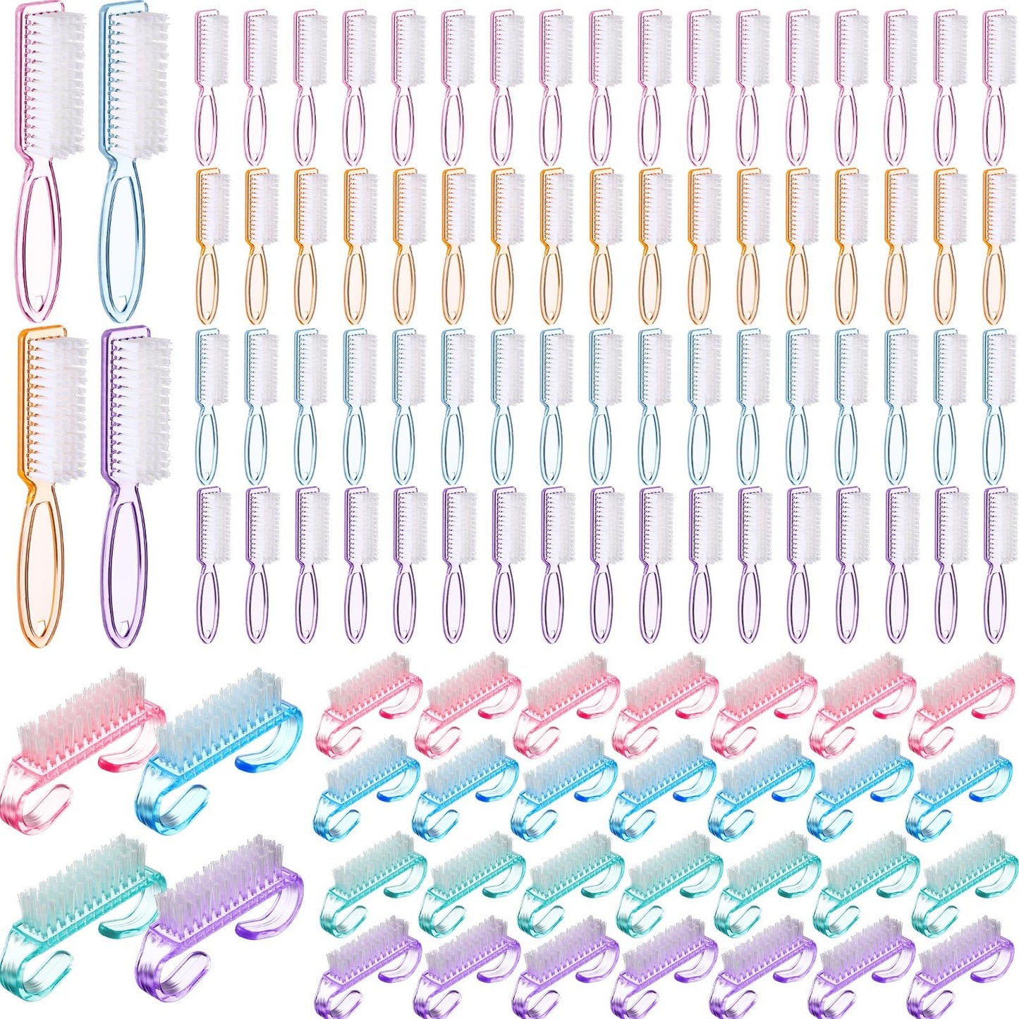 Patelai 200 Pcs Handle Grip Nail Brush Bulk Colorful Nail Scrubber Fingernail Brushes Hand Toes Cleaning Brushes Pedicure Scrubb