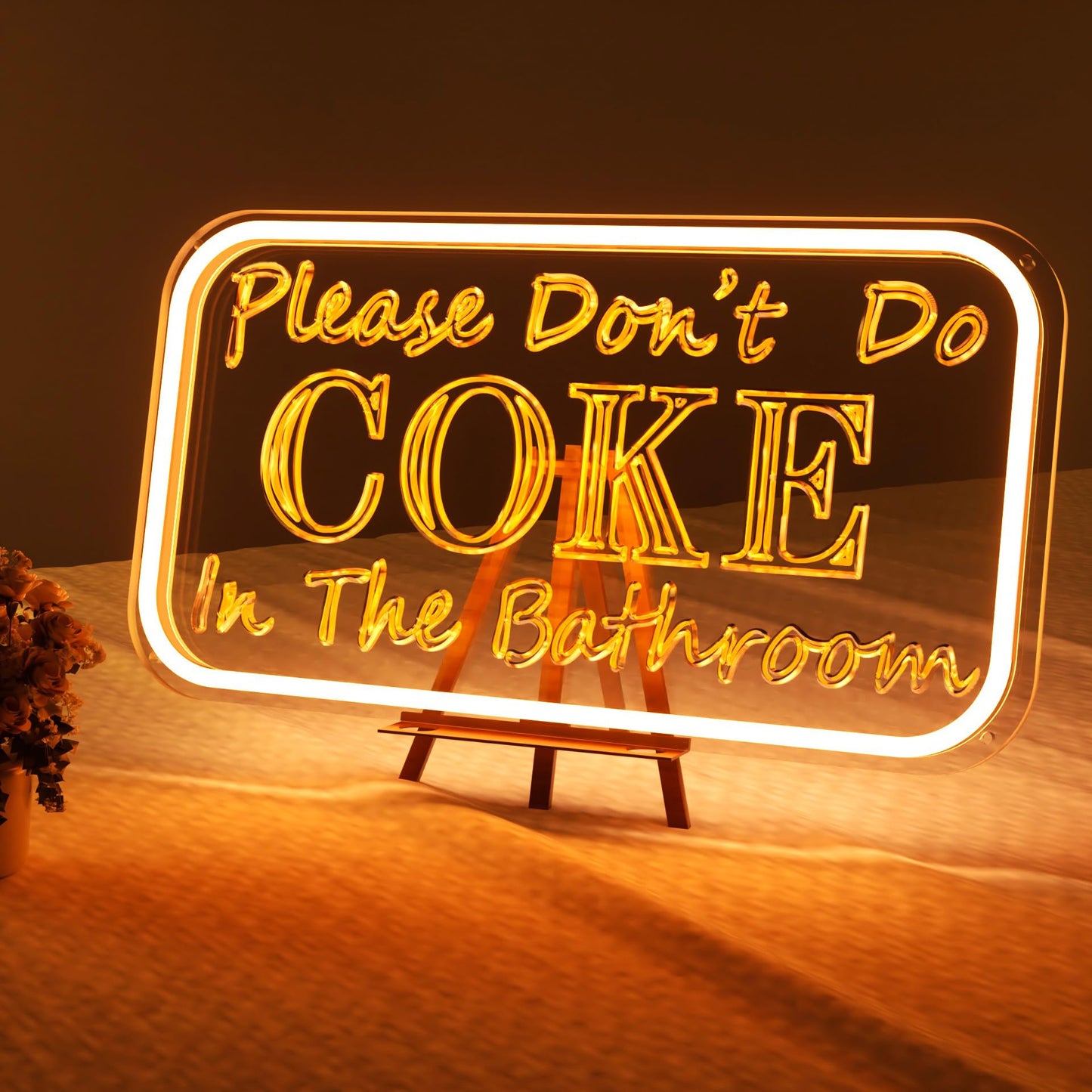 welltodo Neon Sign for Wall Decor, Acrylic, Adjustable Brightness, 15.95x8.75 inches, Rectangle Orange