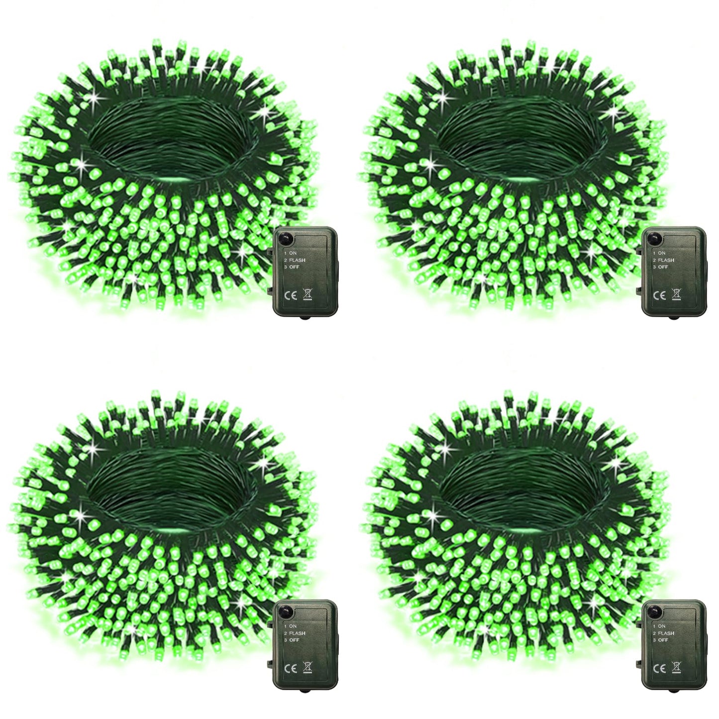 Green String Lights Battery Powered  4 Pack Total 66.6 Ft 200 Led Christmas String Lights For Indoor Outdoor Decoration  Twinkle Fairy Light For Home Party Room Xmas Tree Decoration