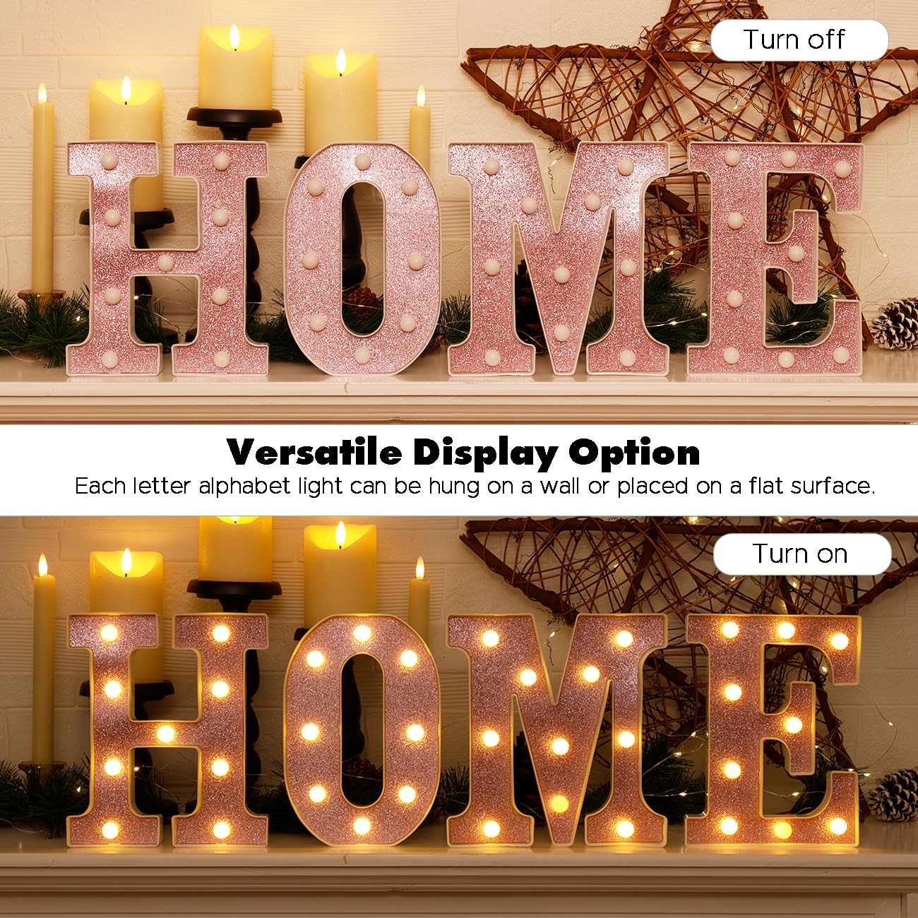 DyingSwan Small LED Marquee Letter E, Pink Glitter, 8.58 Inch, Battery Powered Lighted Sign for Party and Decor