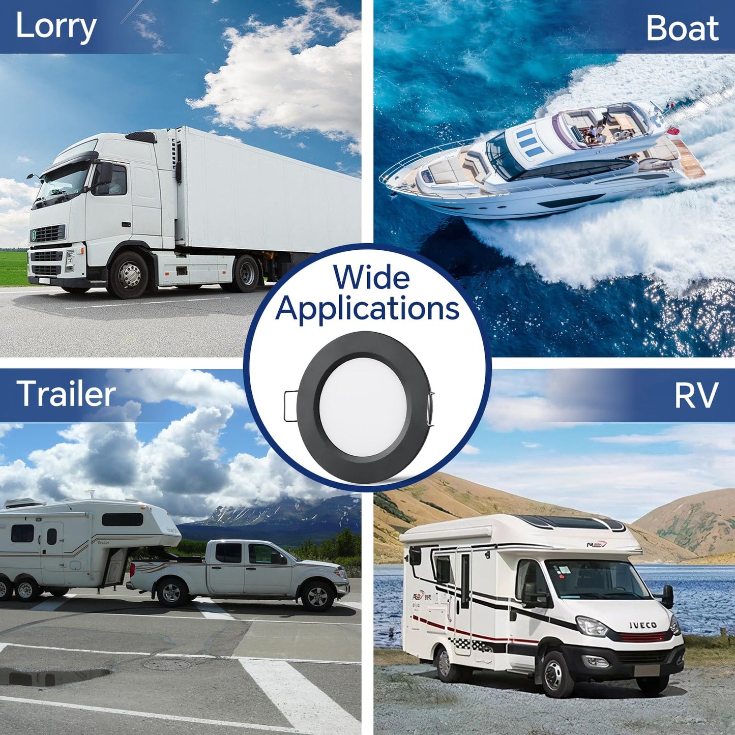 Obeaming 8 Pack 12 Volt Led Puck Light Rv Recessed Mount Ceiling Light 2.75?12V Down Light For Camper Van Truck Boat Interior Ceiling Kitchen Cabinet Lighting Cri 93 (Black/Cool White)