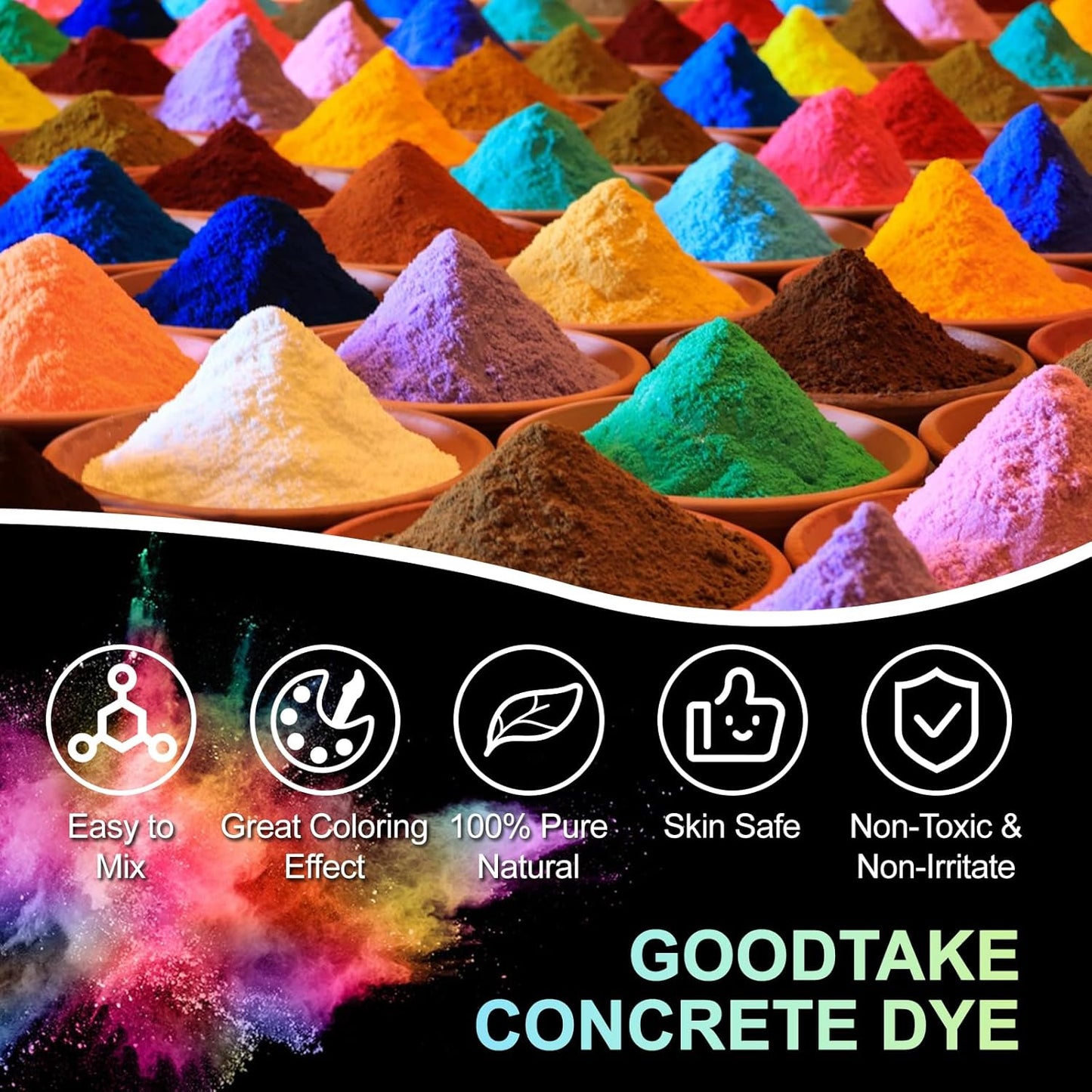 GOODTAKE 5 Pounds Bulk Concrete Pigment, Brown Iron Oxide Pigment Powder, Concrete Cement Dye Color Powder for Pastel Tile Paint Cement Mortar Grout (Brown, 5 Pounds)