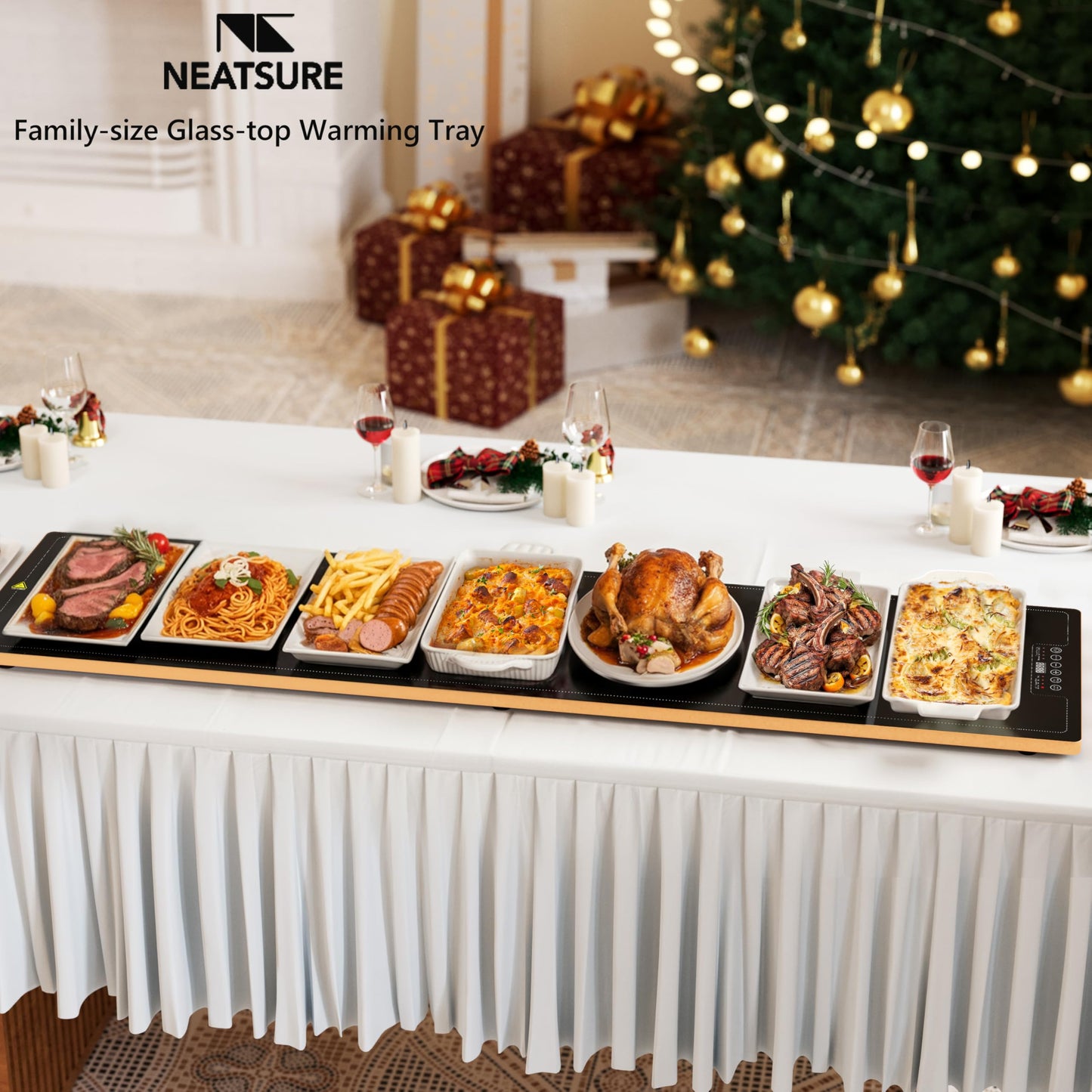 Neatsure Food Warming Tray for Parties Buffet, 55"x14" Extra Large Warmer Mat with 9 Level Temperature, Thermostat and Full Surface Heating, Food Heater for Catering Gathering