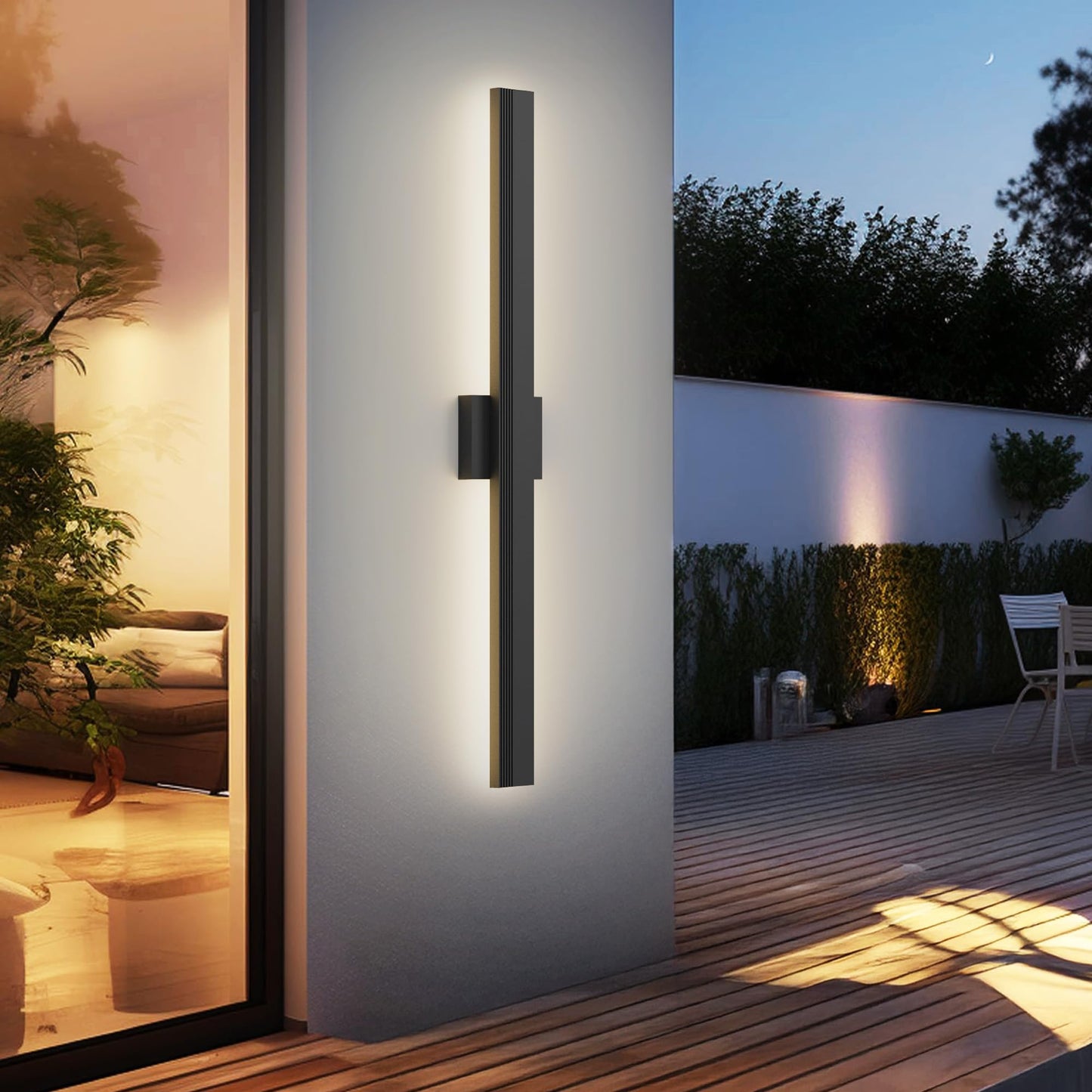 Lamqee 39.4 In Aluminum Long Outdoor Wall Light  3000K 2500Lm Integrated Led Waterproof Ip65  Linear Modern Exterior Lighting Fixtures Wall Mount Outside Sconce For House Porch Patio Garage Front Door