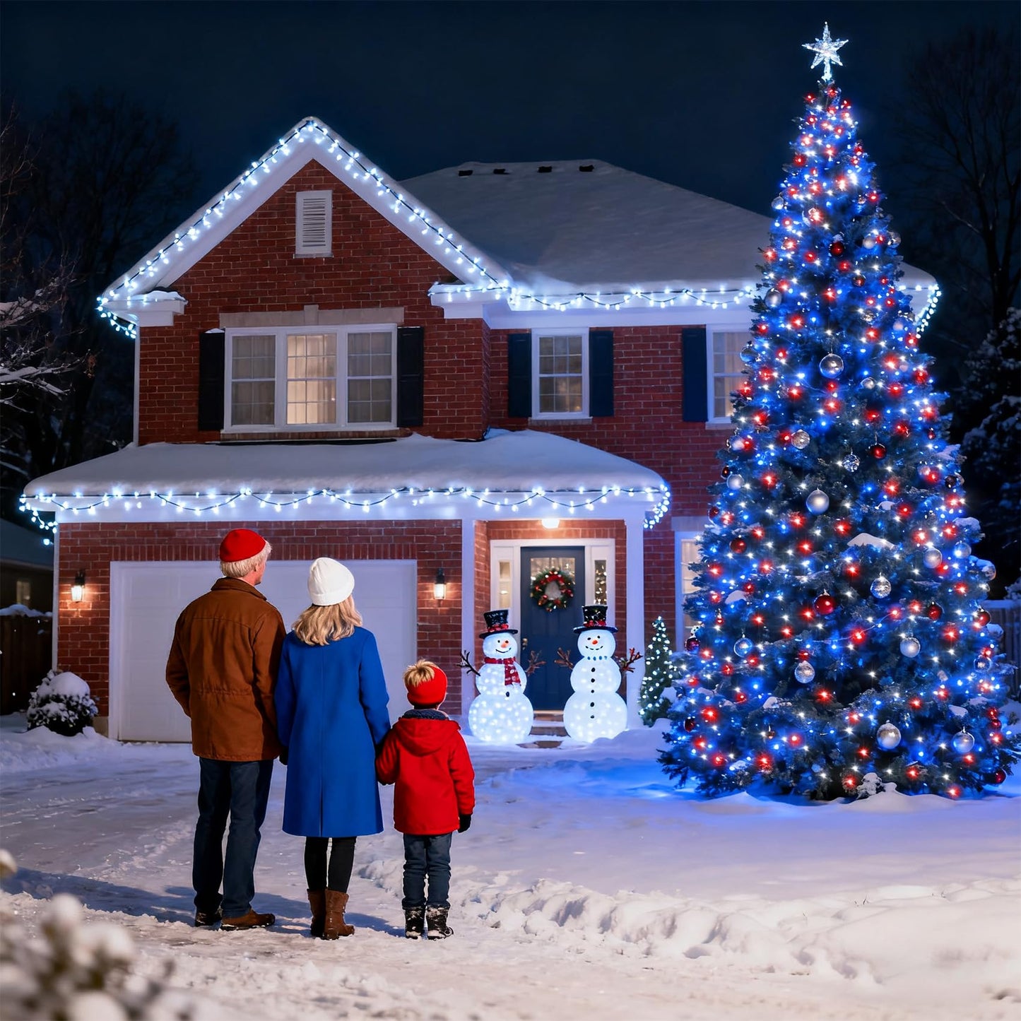 1500 Led 470Ft Christmas Lights Outdoor  Christmas String Fairy Lights With Timer & Memory  Waterproof 12 Modes Dimmable Twinkle Tree Lights For Home Patio Wedding Party Yard Decor  Red White & Blue