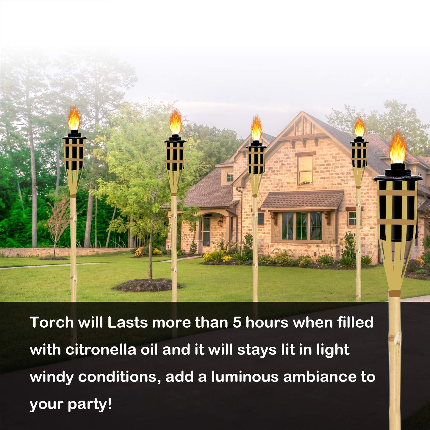 Nonley 12oz Torch Canisters - 4 Pack Refillable Citronella Fuel with Wicks and Covers for Outdoor Decor