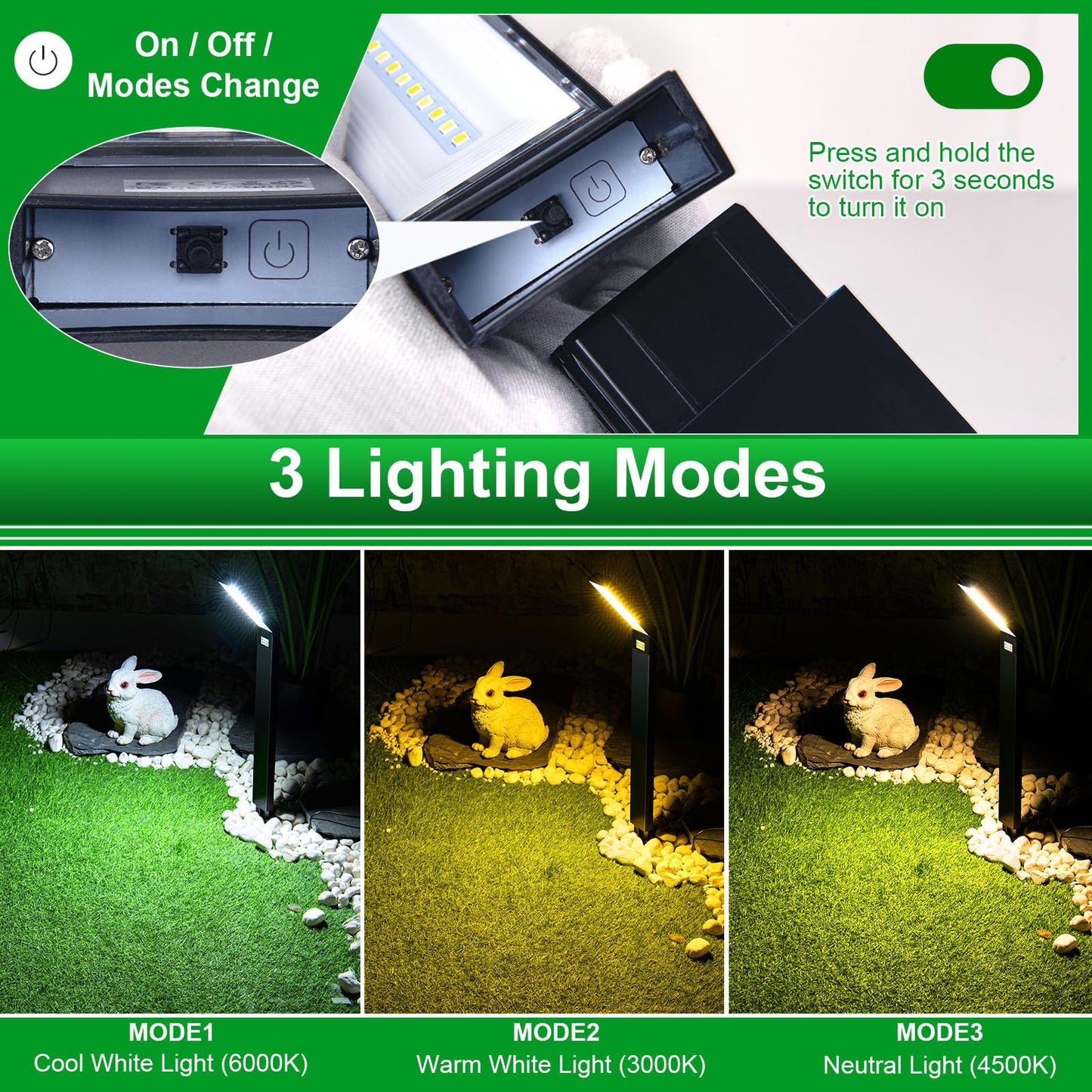 Jsot Solar Garden Lights - 6 Pack Solar Driveway Lights Outdoor For Landscape Pathway Backyard Decor Waterproof Walkway Light With Bright 3 Lighting Modes