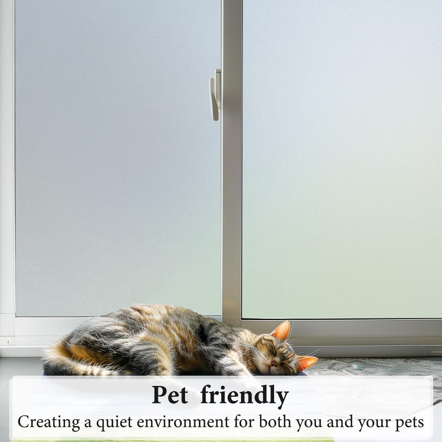 DUOFIRE Privacy Window Film Natural Frosted Glass Film Static Cling Glass Film No Glue Anti-UV Window Sticker Non Adhesive for Privacy Office Meeting Room Bathroom Living Room 47.2in. x 118in. S001