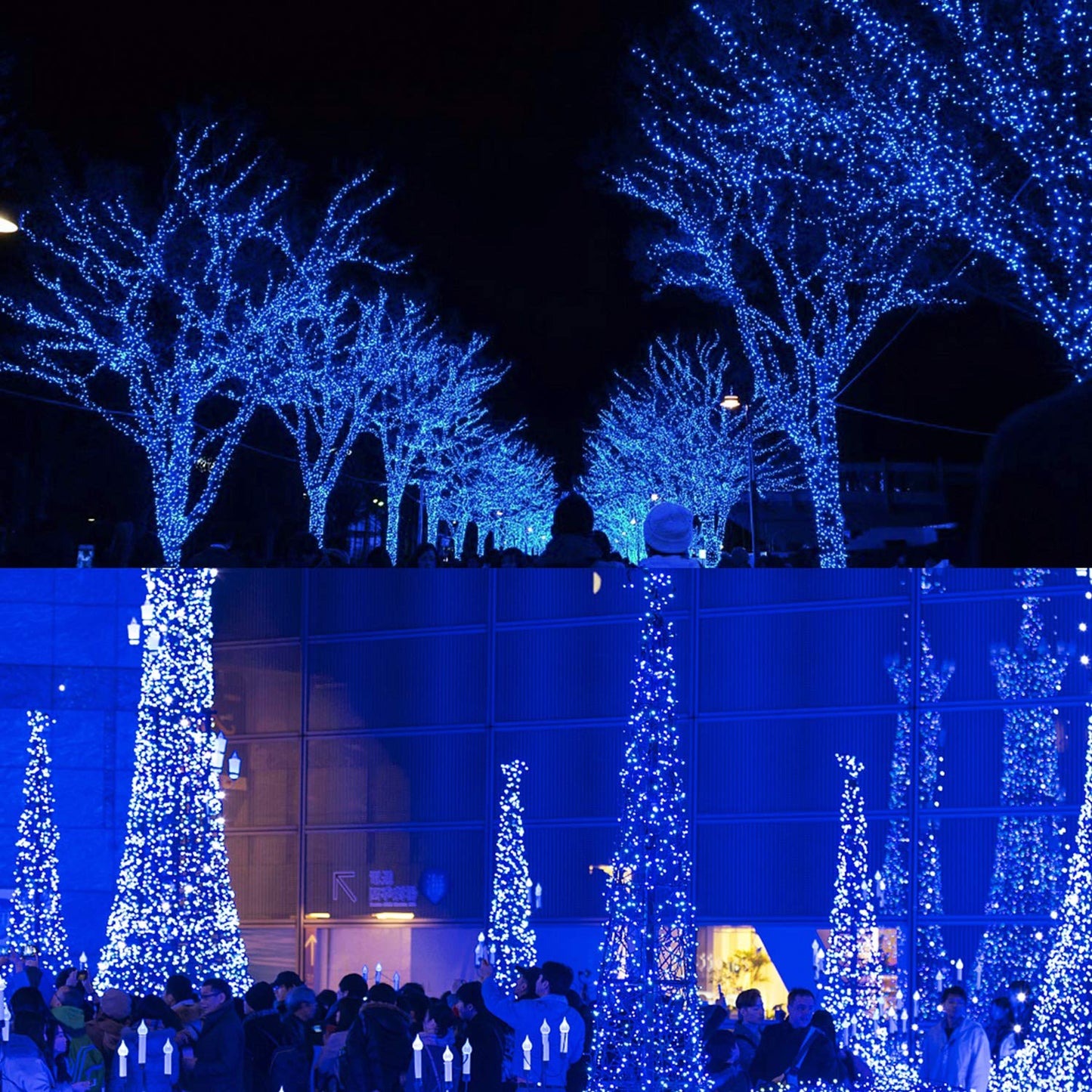 LJLNION 300 LED String Lights, 98.5FT Waterproof Fairy Lights, 8 Modes, Blue, Model HB-300COI, Indoor/Outdoor Decorations