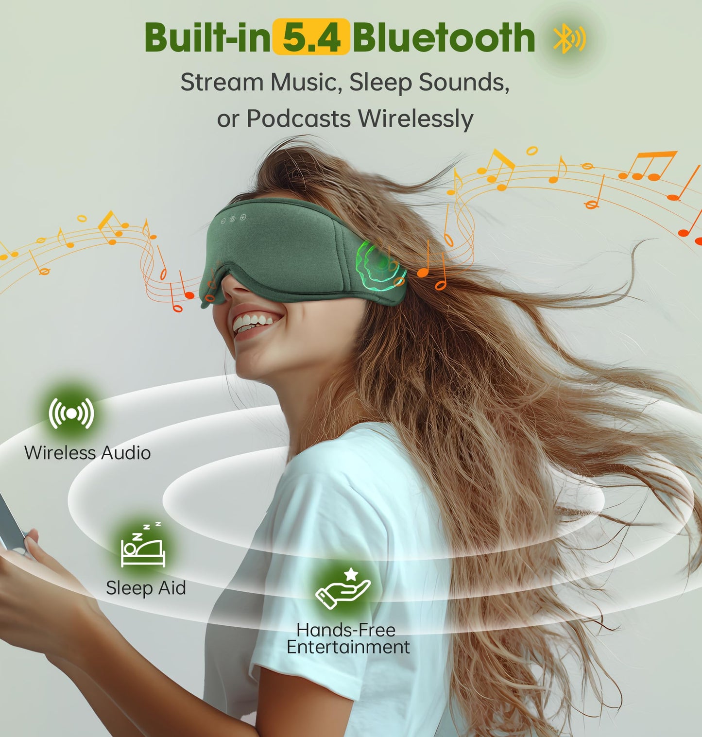 BambooCotton 3D Bluetooth Sleep Mask, LC-dolida 2025 New Sleep Headphones, Wireless Comfort, Sustainable Luxury for Better Sleep