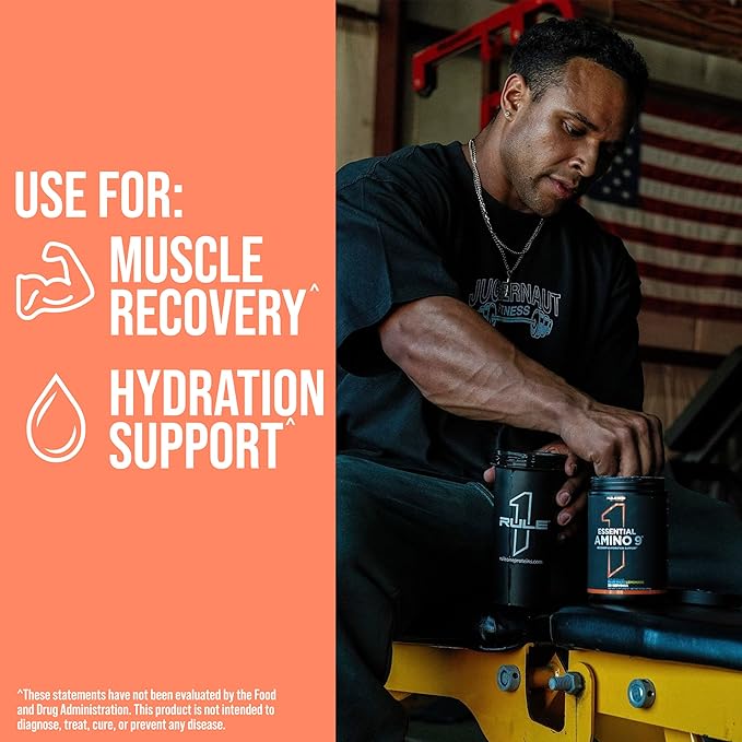 Rule 1 Essential Amino 9 – Recovery & Hydration Support with 7.5g of Essential Amino Acids + Electrolytes (30 Servings, Rainbow Candy)