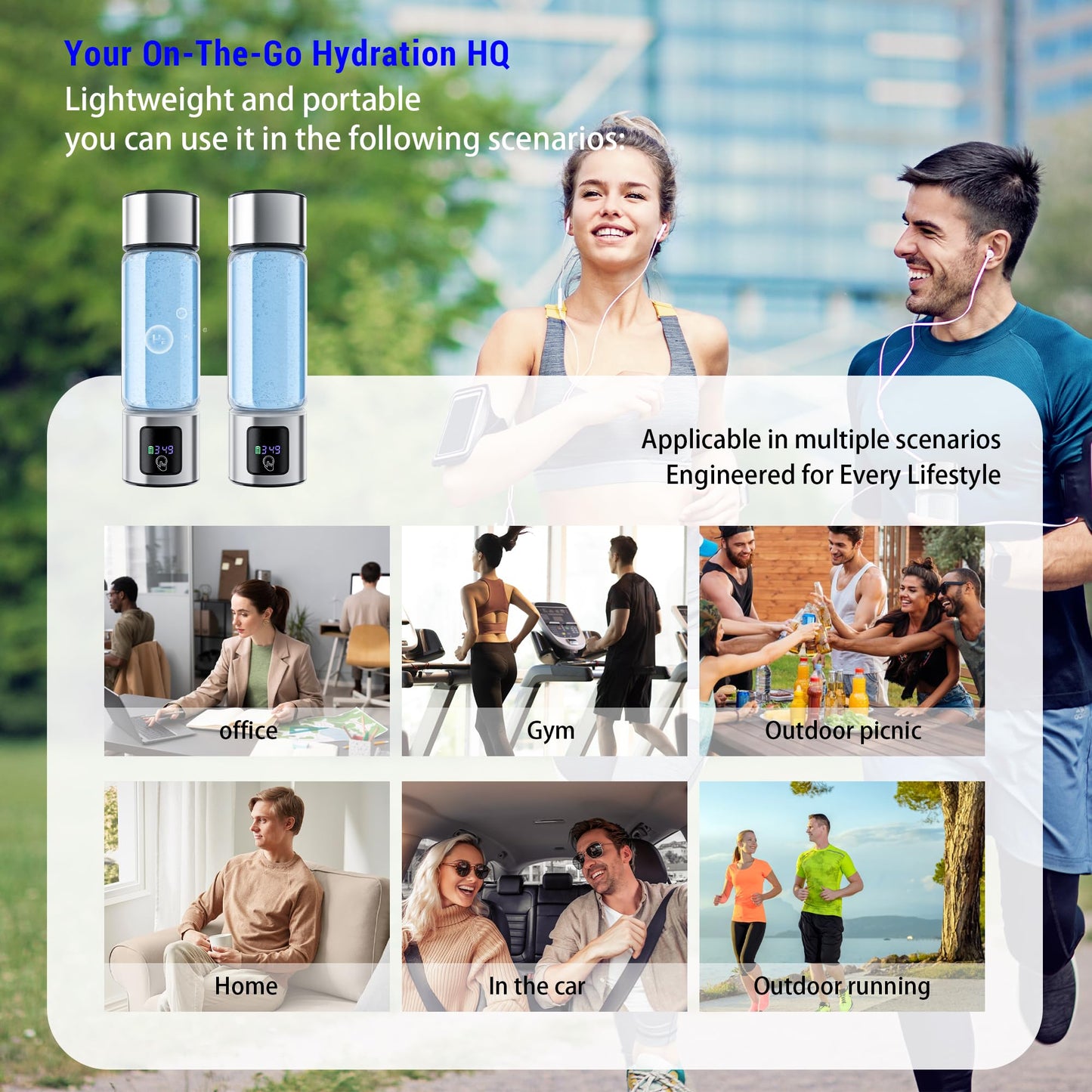 Upgrade 3-in-1 Hydrogen Water Bottle Generator with Display - Industry TOP - 24-Hour Hydrogen Lock | 0 Chlorine & 0 Ozone | 100% Leak-Proof Seal, Hydrogen Water Bottle Generator with Hydrogen Straw