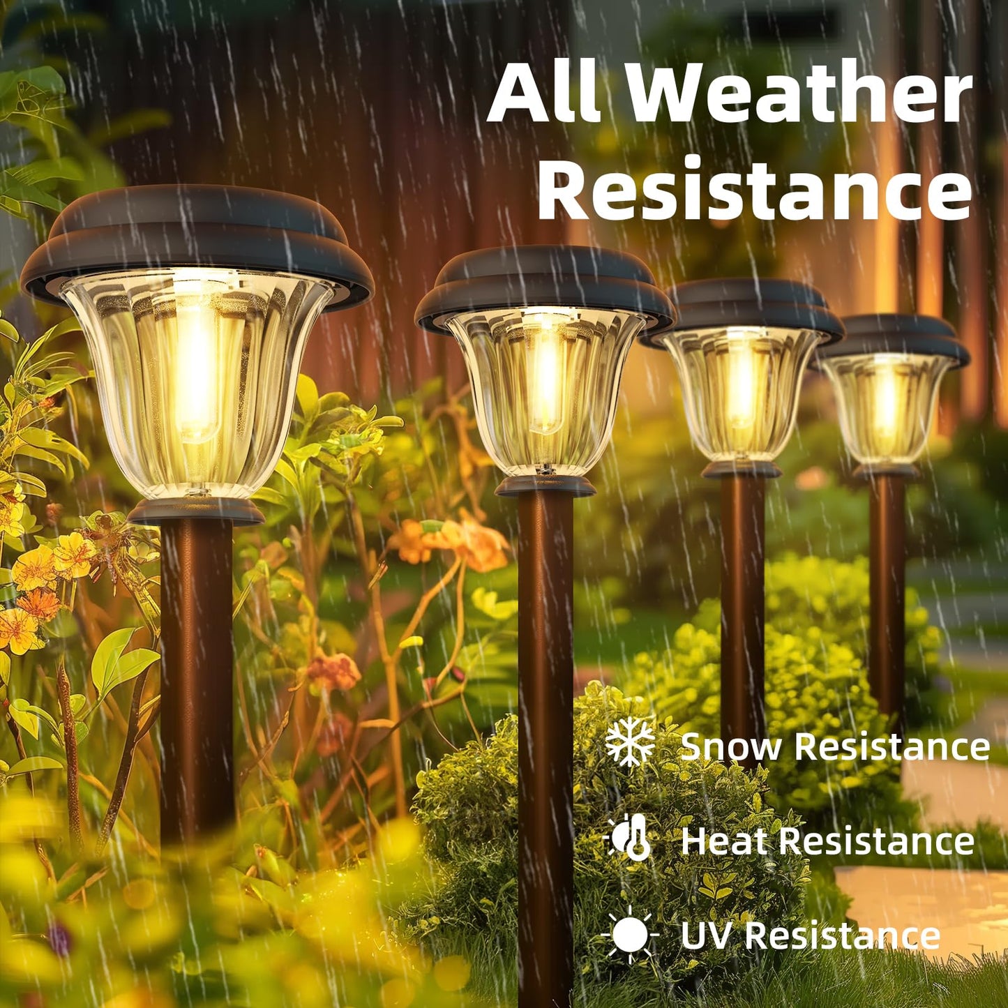 Deraysion 8 Pack Solar Lights Outdoor  Stainless Steel Glass Solar Pathway Lights  Auto On/Off Long-Lasting Waterproof Landscape Lighting For Garden  Landscape  Path  Yard  Warkway (Warm White)