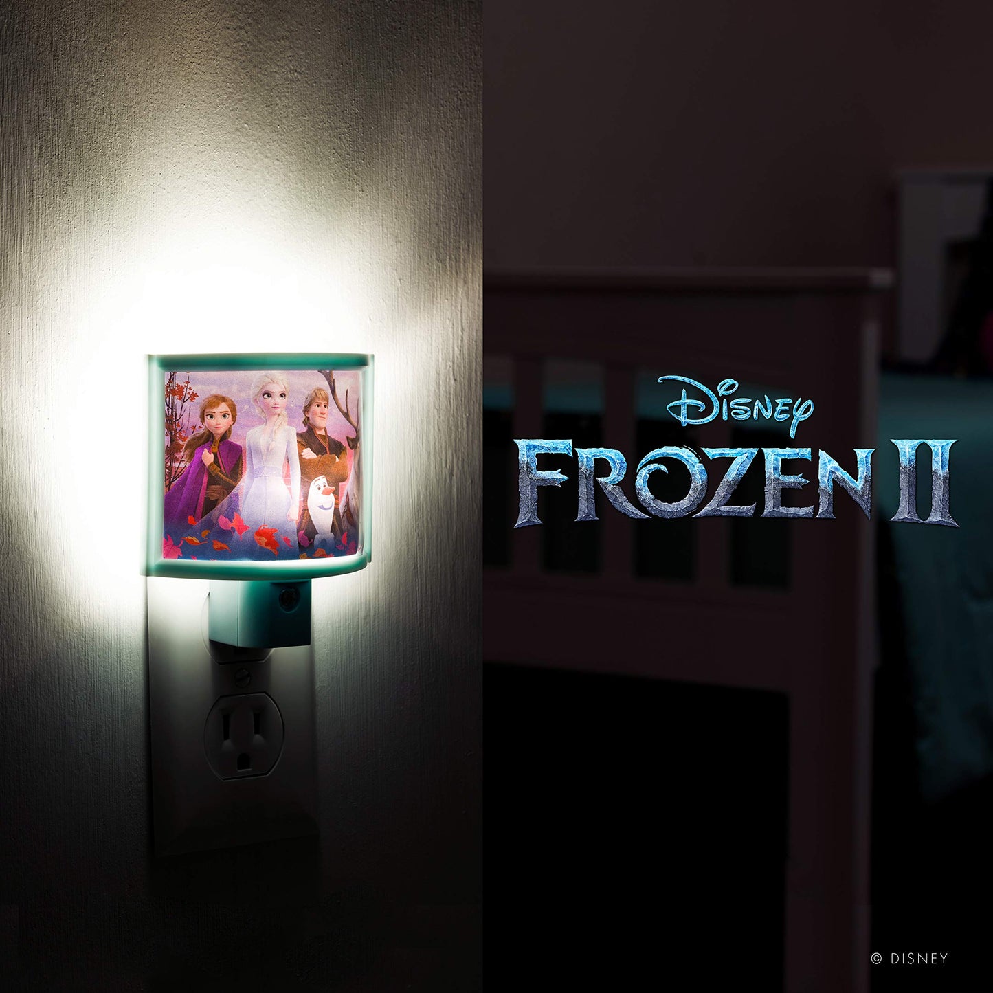 Disney Frozen LED Night Light, Wrap Shade, Plug-in, Dusk to Dawn, Model 46276, Ideal for Nursery & Girls Bedroom Decor