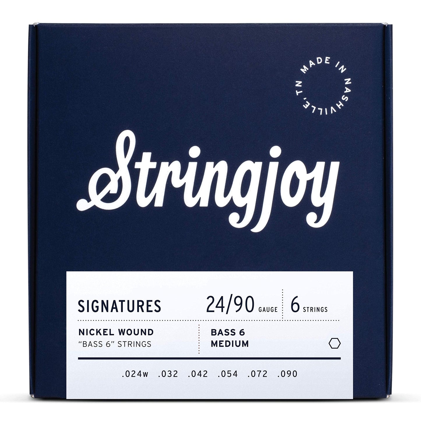Stringjoy Signatures Nickel Wound Bass Vi Strings, 24-90 Balanced Medium Gauge, 6 String Electric Guitar Set, Optimal Tone And D
