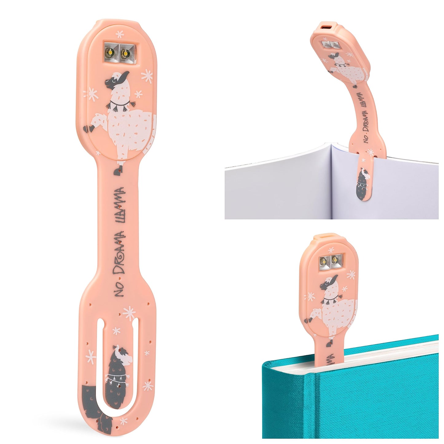 Gifts For Readers & Writers Flexilight Bookmark Light | Rechargeable Led Clip-On | Llama Color | Ideal For mature-themeds & Kids