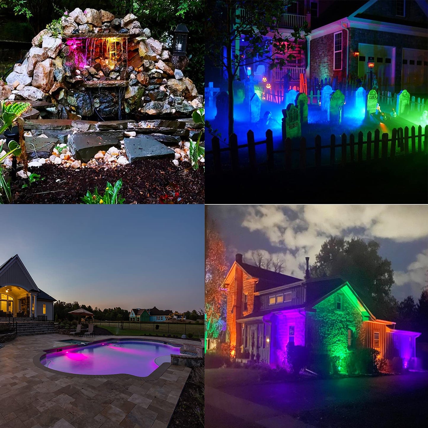 Ruicaikun 10W Outdoor Spot Lights With Remote Control, Dimmable Rgb, Waterproof For Halloween/Christmas Decor