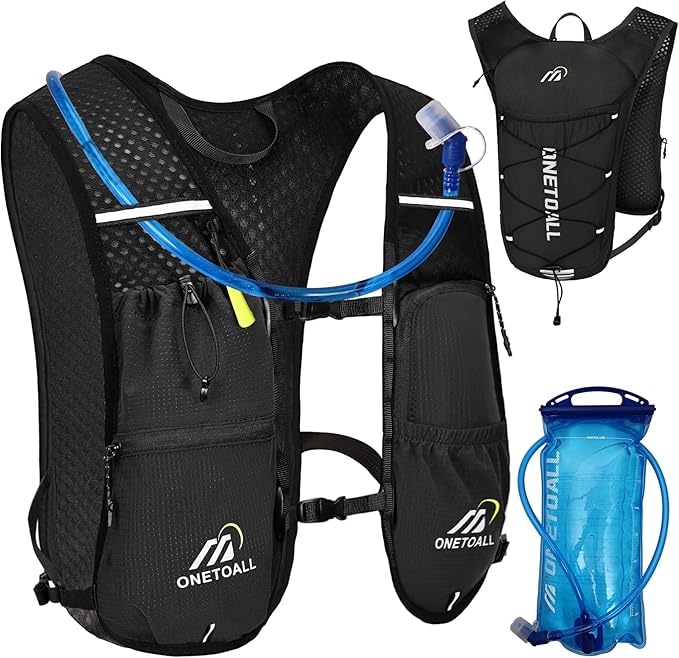 ONETOALL Running Vest for Women & Men, 6L Hydration Backpack with 2L Water Bladder, Lightweight Water Backpack for Trail R...