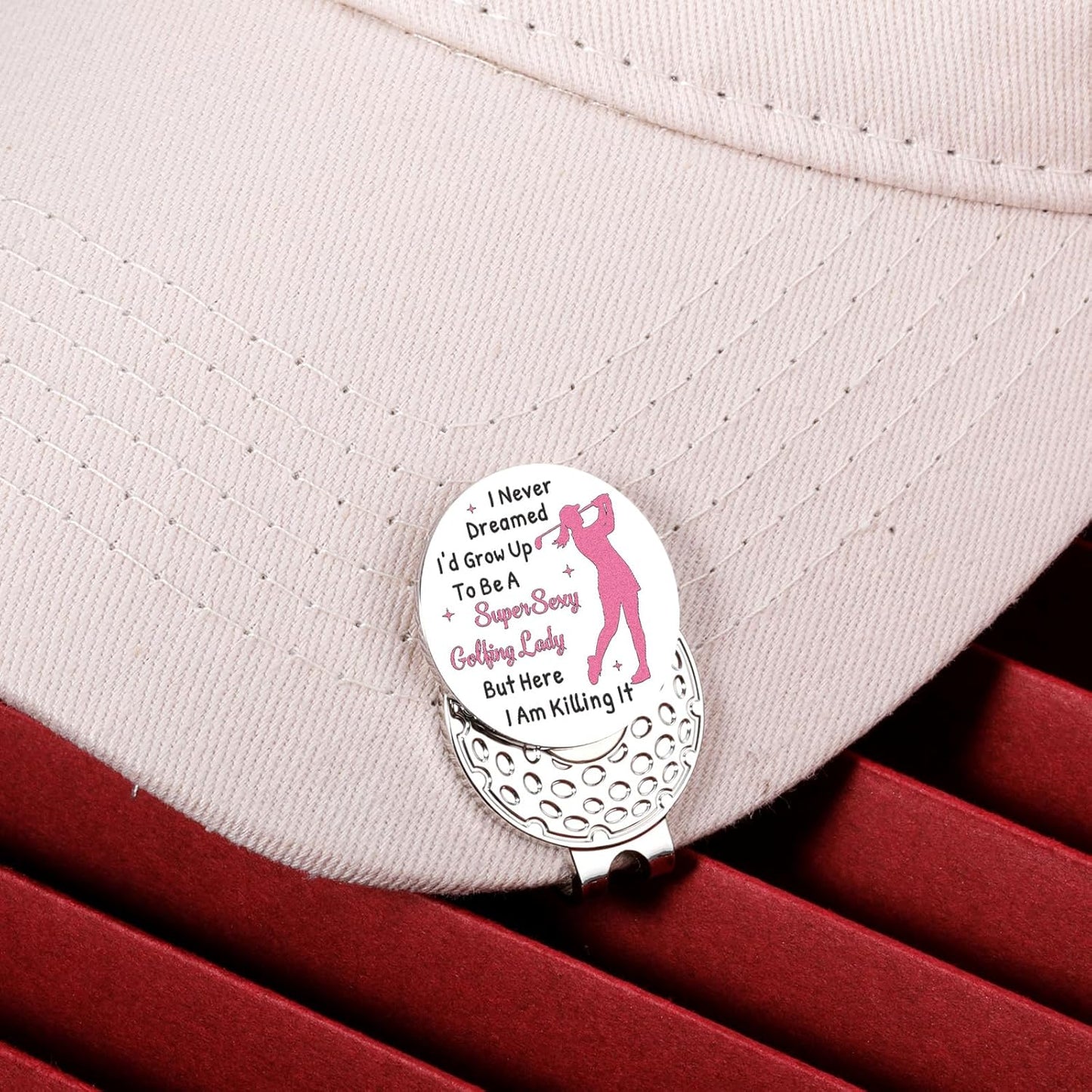 VANLOVEMAC Funny Womens Golf Accessories,Golf Stocking Stuffers,Golf Marker Hat Clip for Her,Pink Golf Accessories for Girls,Funny Golf Stuff,Ladies Golf Ball Marker Tool, Christmas Birthday Gifts