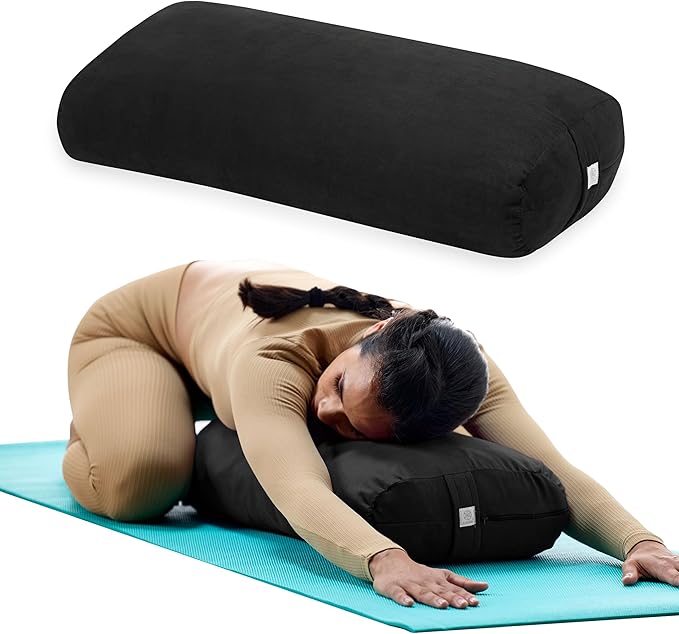 Gaiam Round Yoga Bolster Pillow, Soft Meditation Cushion for Yoga, Massage and Back Support, Breathable Cotton Fill, Zippe...