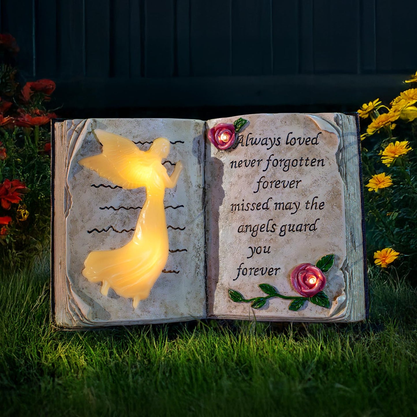 Candieslife Solar Angel Garden Stakes Lights, Waterproof Resin Decor, Model LT00185S1, Bible Angel Color