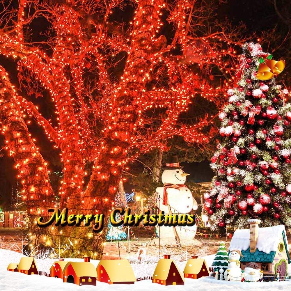 Toodour Solar Christmas String Lights, 72ft, 200 LED, 8 Modes, Waterproof, Red