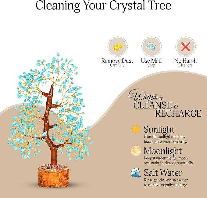 YATSKIA Tourquise Crystal Tree of Life - Turquoise Stone - Turquoise Decor - Stones and Crystals - Spiritual Room Decor - Gifts for Women - Good Luck Gifts