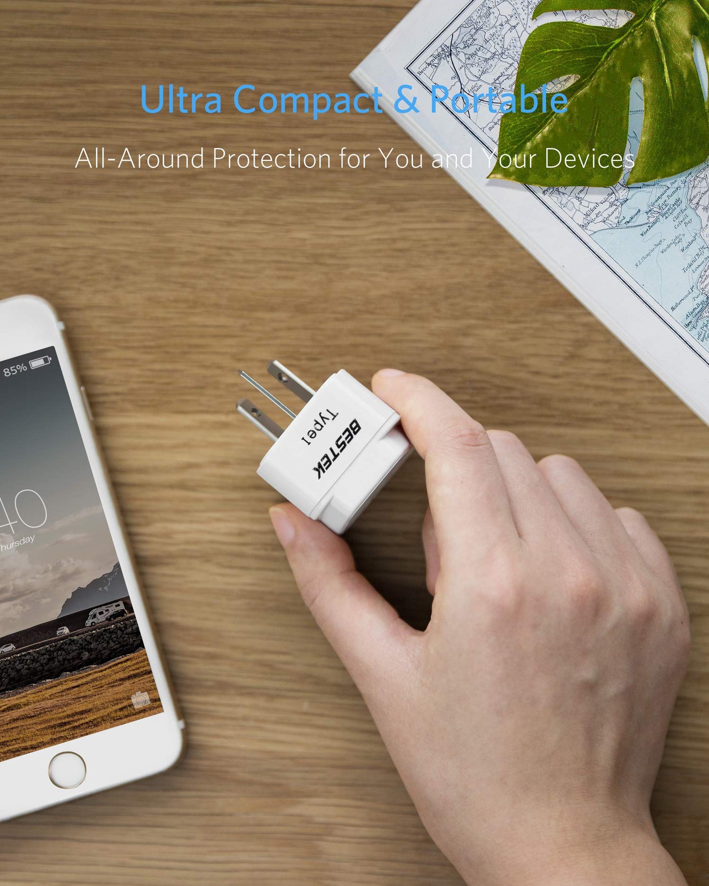 Bestek Australia New Zealand Travel Plug Adapter, Grounded Universal Type I Plug Adapter Au To Us Adapter, Compact For Australia