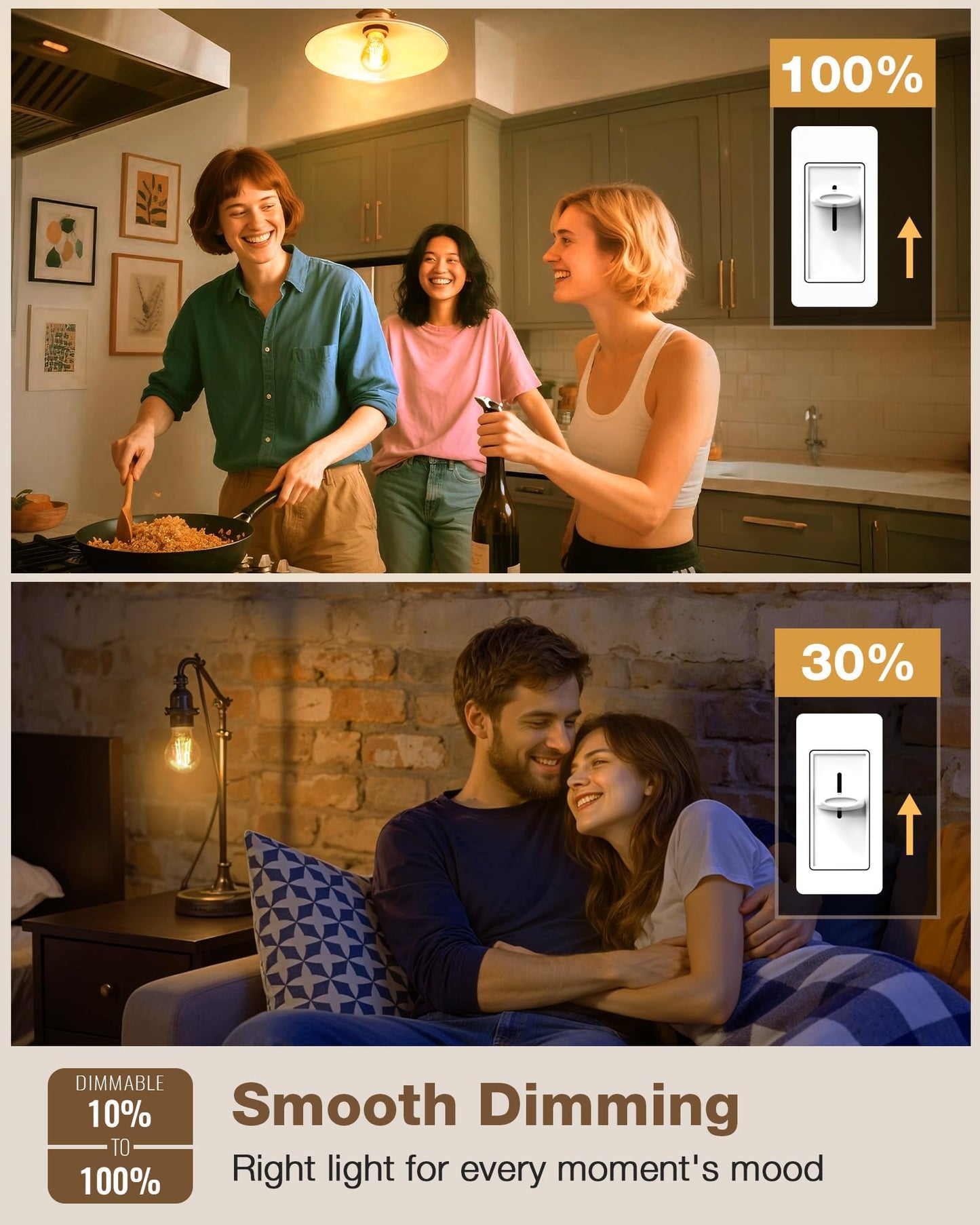 Lafoy A19 E26 Amber Light Bulbs 2200K Soft Warm, Vintage LED Edison Bulbs 60 Watt Equivalent, Dimmable Antique Old-Fashioned Style 60W Replacement, 550 Lumen Medium Base Lightbulbs, 120V 6 Pack