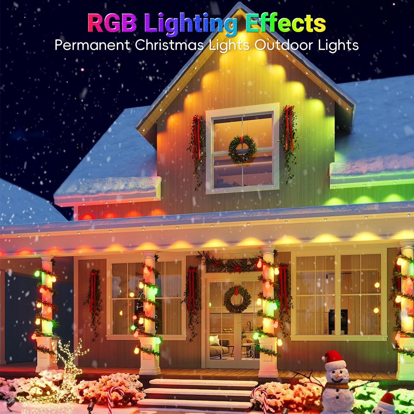 JZVGEN Outdoor LED Light String, 100ft RGB, IP67 Waterproof, Remote/App Control, 50 Lights, Multicolor, Model WWST-030A