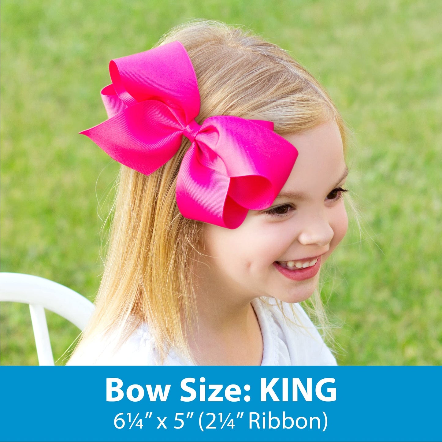 Wee Ones Girls' 6 Piece Set of Bows, Solid Grosgrain Variety Pack on a WeeStay No-Slip Hair Clip, King, Red, Orange, Yellow, Nav