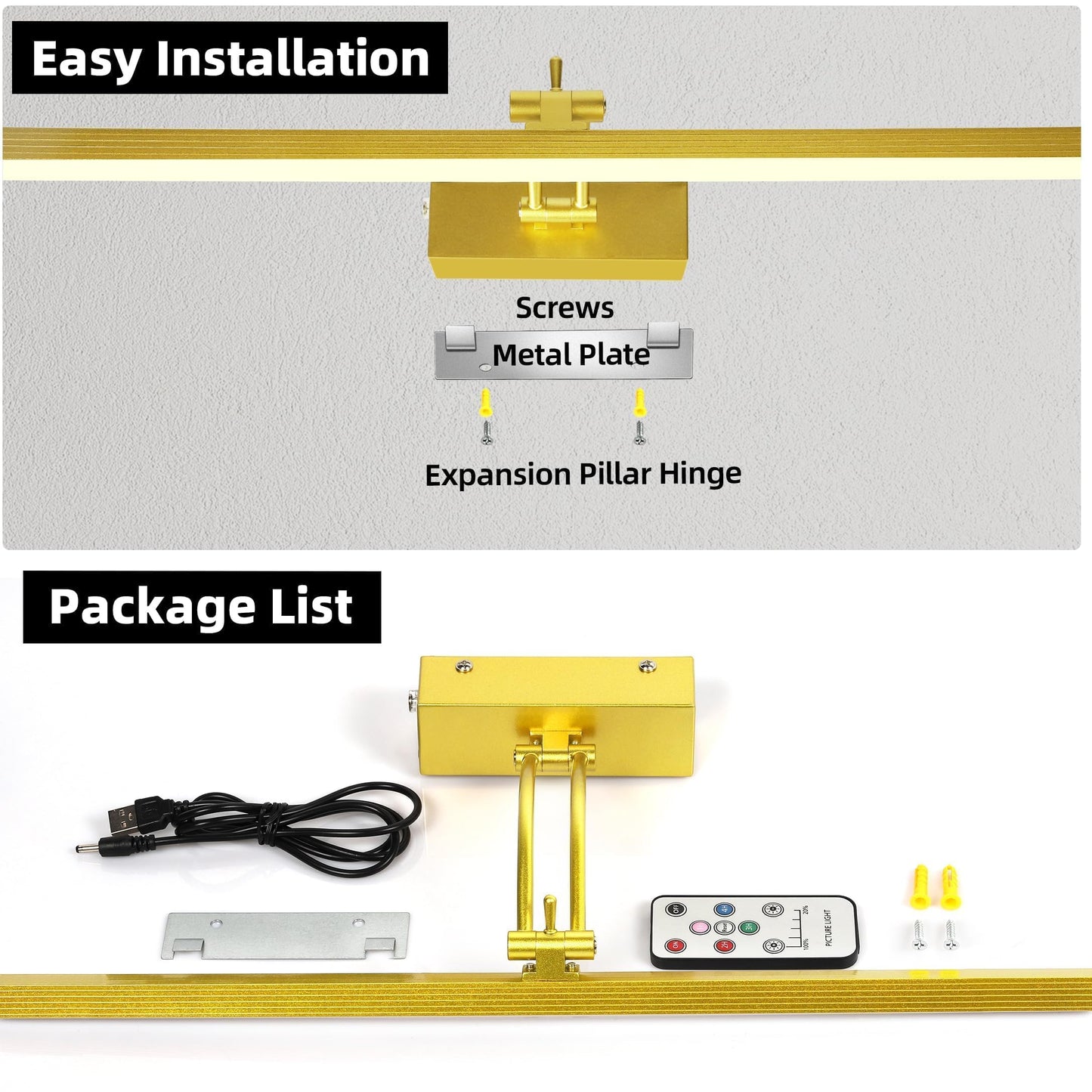 4 Pack Picture Lights For Wall  23In Art Lighting For discomfort-reducingtings Cordless  6400Mah Rechargeable Battery Operated Picture Light With Remote Dimmable And Timer For Artwork  Gallery  Display  Gold