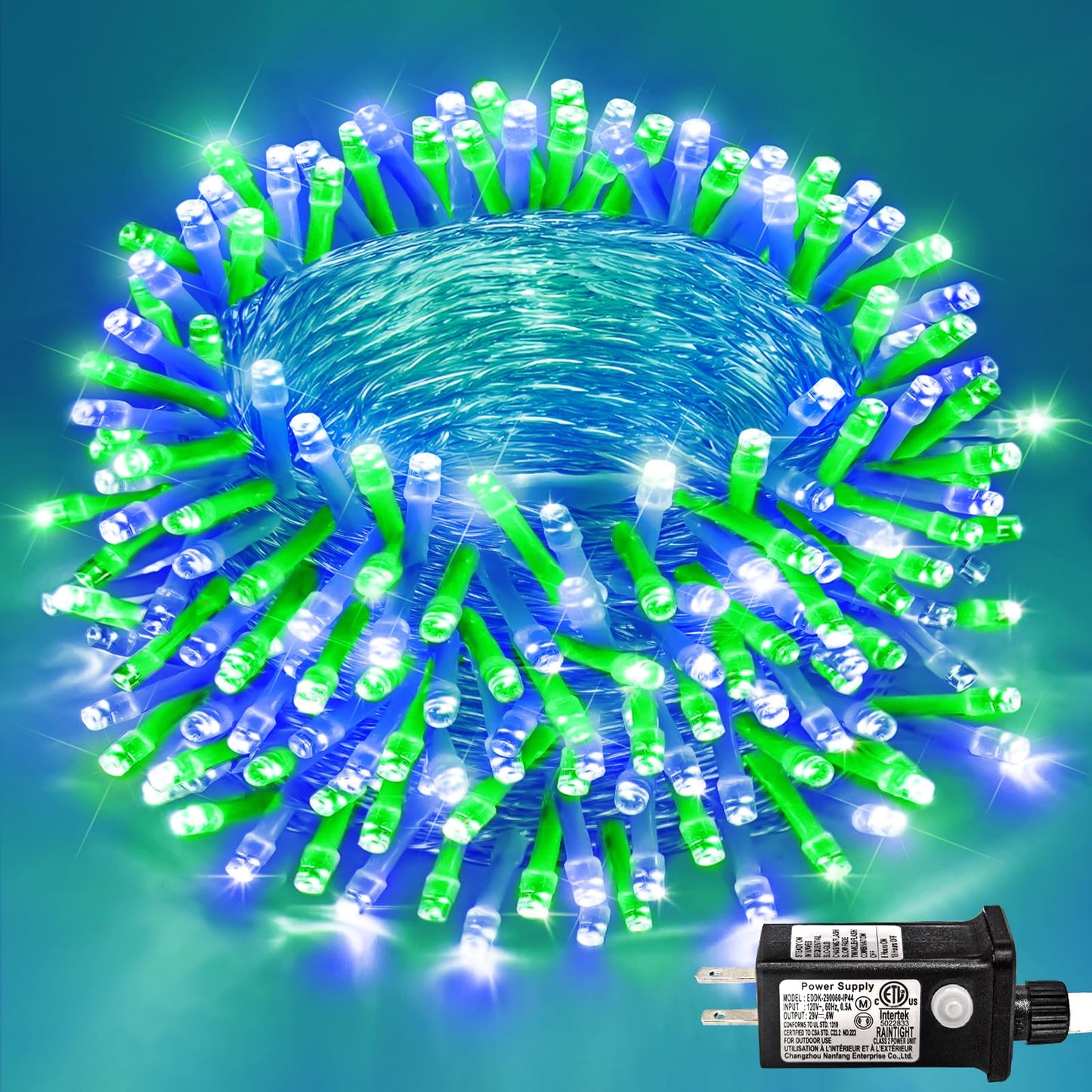 250 Led Blue Green Christmas Lights Outdoor Waterproof  82Ft Clear Wire Christmas Tree Lights 8 Modes Plug In Twinkle Fairy Lights For Indoor Christmas Bedroom Tree Decoration
