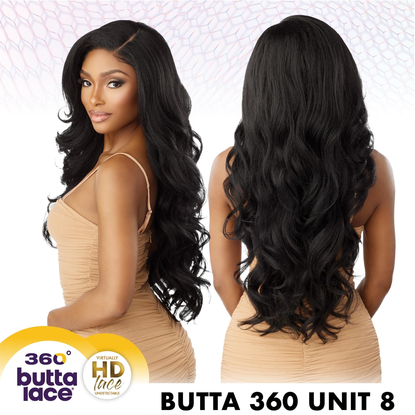 Sensationnel Butta 360 Lace Wigs - Unit 8 Side Wider Parting 360 Degree Lace Glueless Synthetic Preplucked Hairline (FLAMBOYAGEA