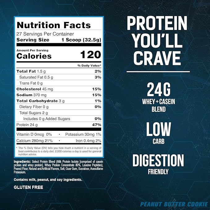 PEScience Select Low Carb Protein Powder, Peanut Butter Cookie, 27 Serving, Whey and Casein Blend, Keto Friendly, Gluten Free, Best Tasting, Clean Isolate for Women and Men