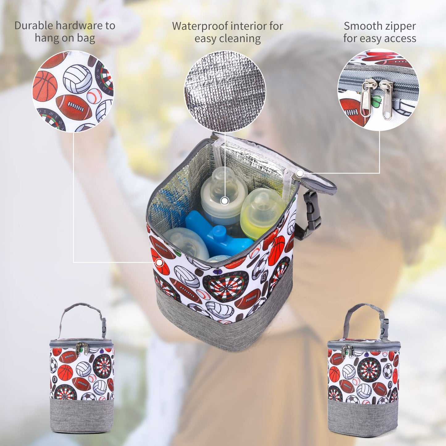 GOGOSO Baby Bottle Bag with Ice Pack Cooler - Insulated Tote for Working Mom, Breastmilk Cooler for Up to 4 Large 8 Ounce Bottles