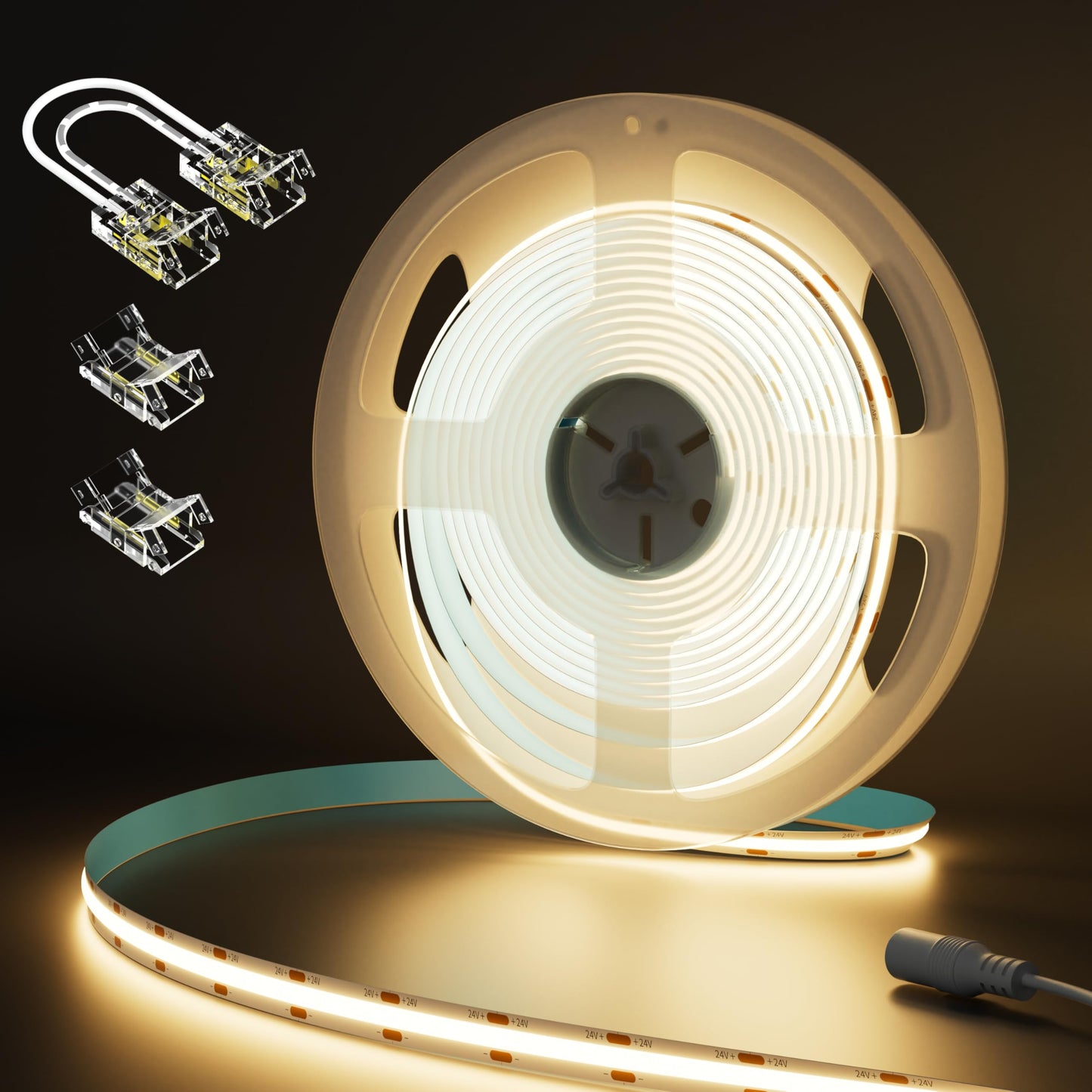 Miwise Cob Led Strip 32.8Ft/10M Cri 90+ Warm White 2700K High Lumen Super Bright Flexible Dc24V Led Tape Light For Cabinet Home Office Diy Lighting Projects(Adapter&Controller Not Included)
