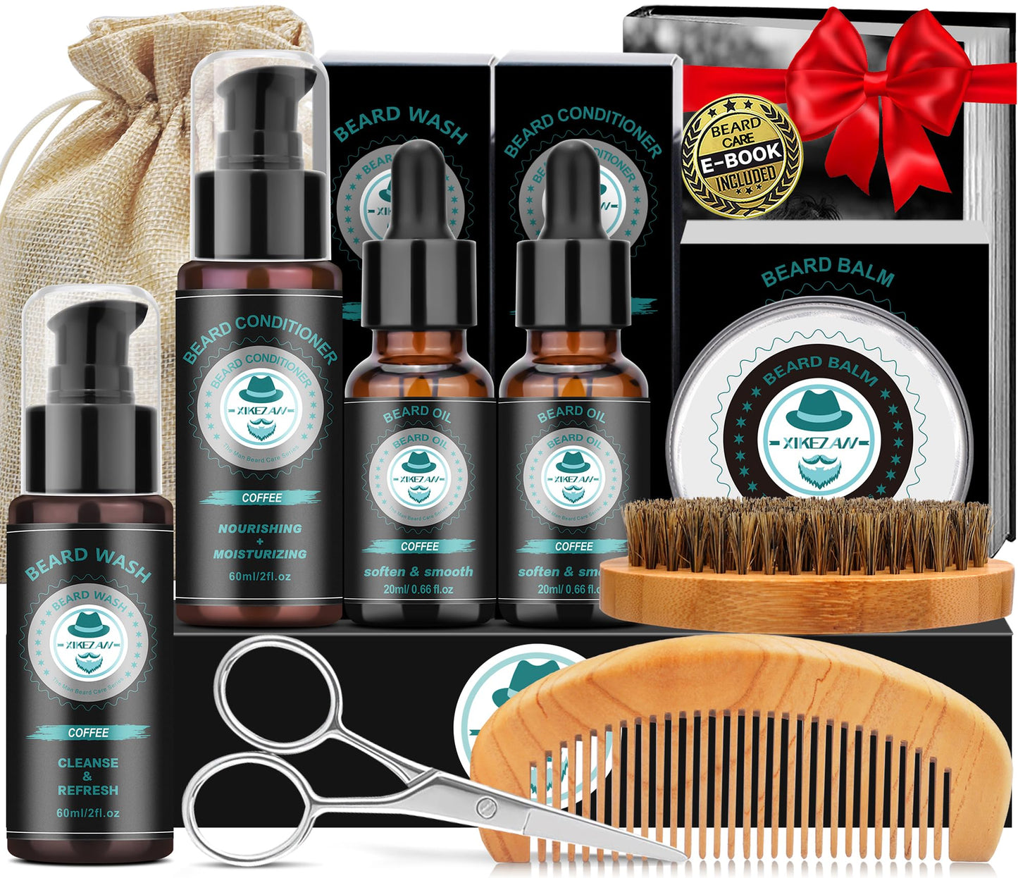 XIKEZAN Husband Dad Gifts, Coffee Beard Kit for Men Care,Cool Stuff Unique Birthday Valentines Fathers Thanksgiving Anniversary