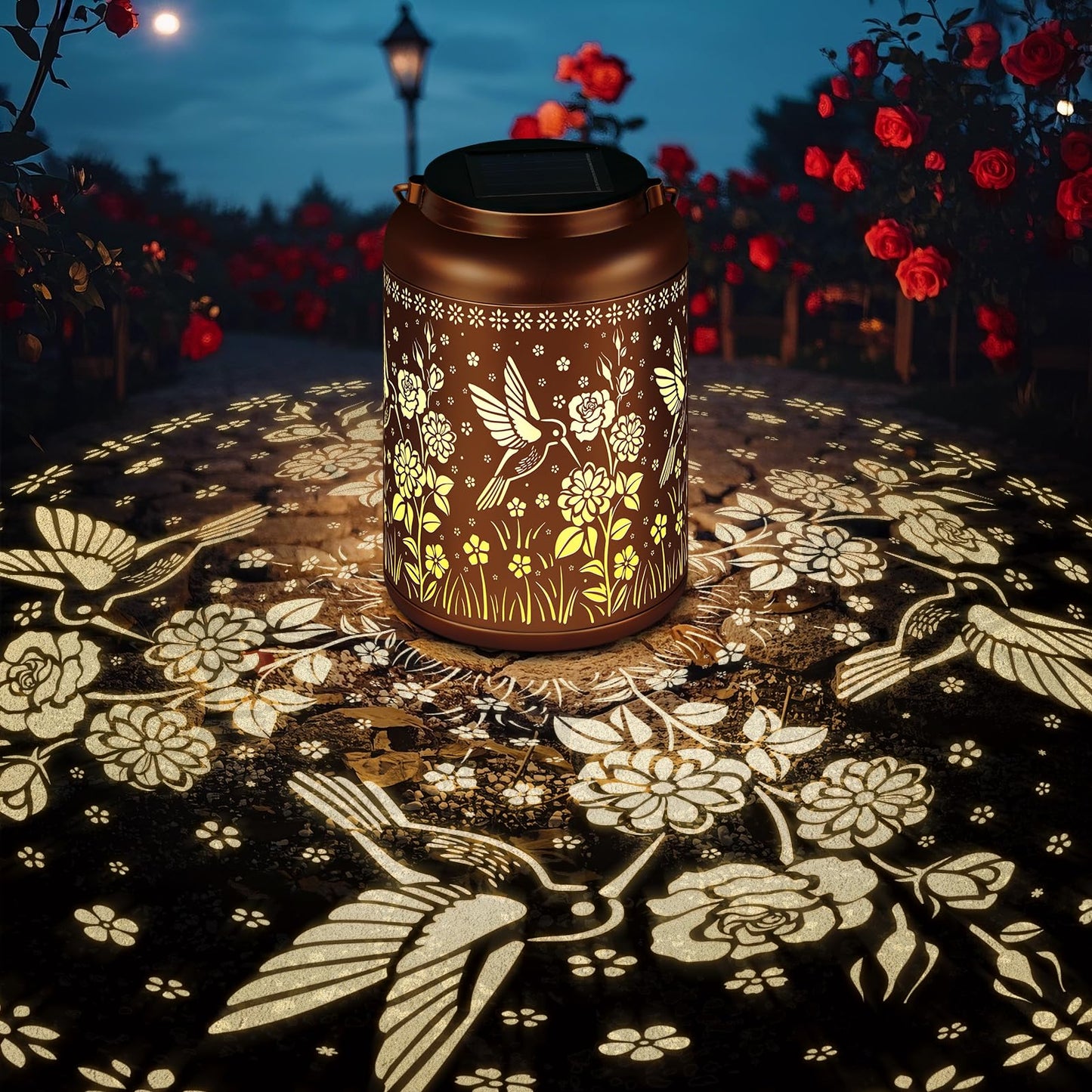 Birthday Gifts For Women Mom Grandma Solar Lantern Outdoor Waterproof  Gardening Gifts For Women  Hummingbird Rose Garden Decor Hanging Solar Lights Yard Decorations Outdoor  Backyard  Patio
