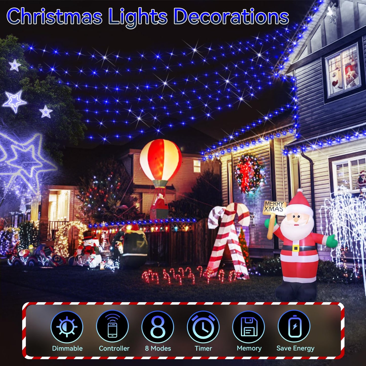 Hezbjiti 1000 Led Christmas String Lights, 394Ft Blue Fairy Lights With Remote & Timer For Home, Party, Wedding Decor