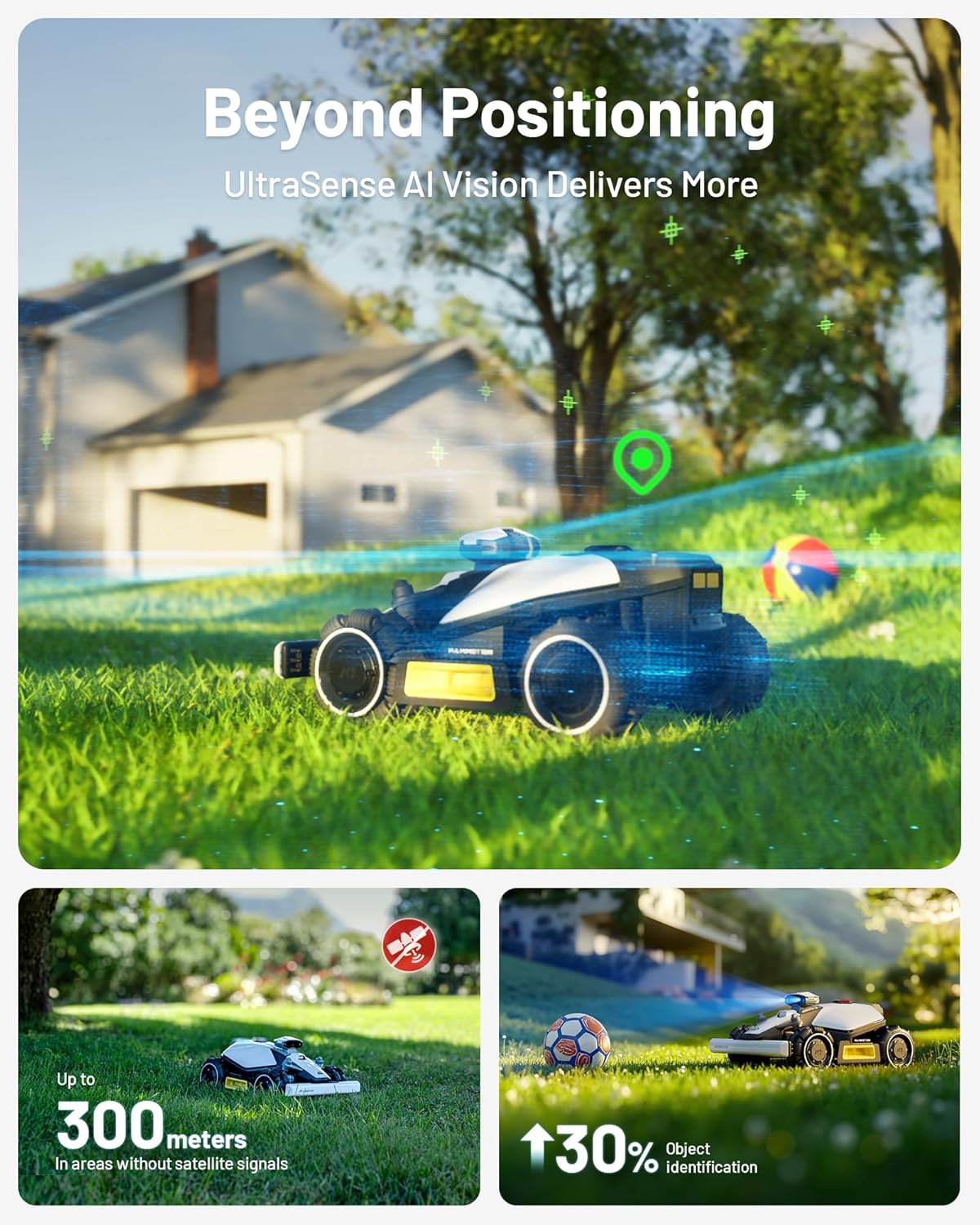 LUBA Mini AWD 800H Robot Lawn Mower with 4G, Reception 0.2 Acre, Max. 0.25 Acre, All-Wheel-Drive for 80% Slope, UltraSense AI Vision+RTK Auto-Mapping, Cutting Height 2.2"-4.0"