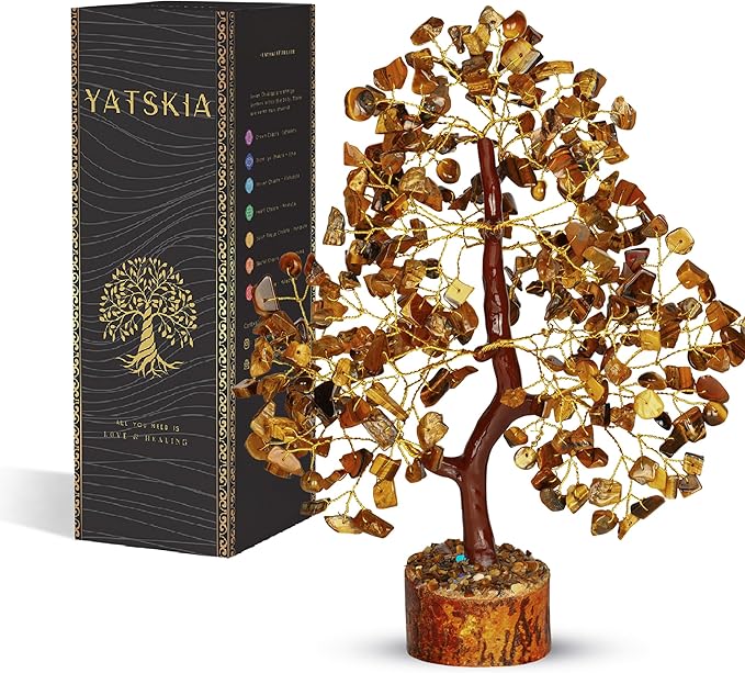 YATSKIA Tiger Eye Crystal - Tree of Life, Healing Crystals, Crystals and Gemstones, Crystal Tree for Positive Energy, Home Decor